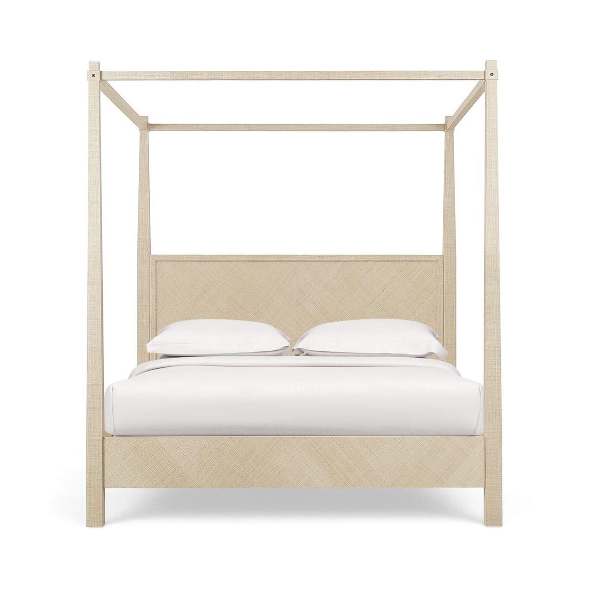 Bramble Luna Canopy King Bed - Raw Raffia