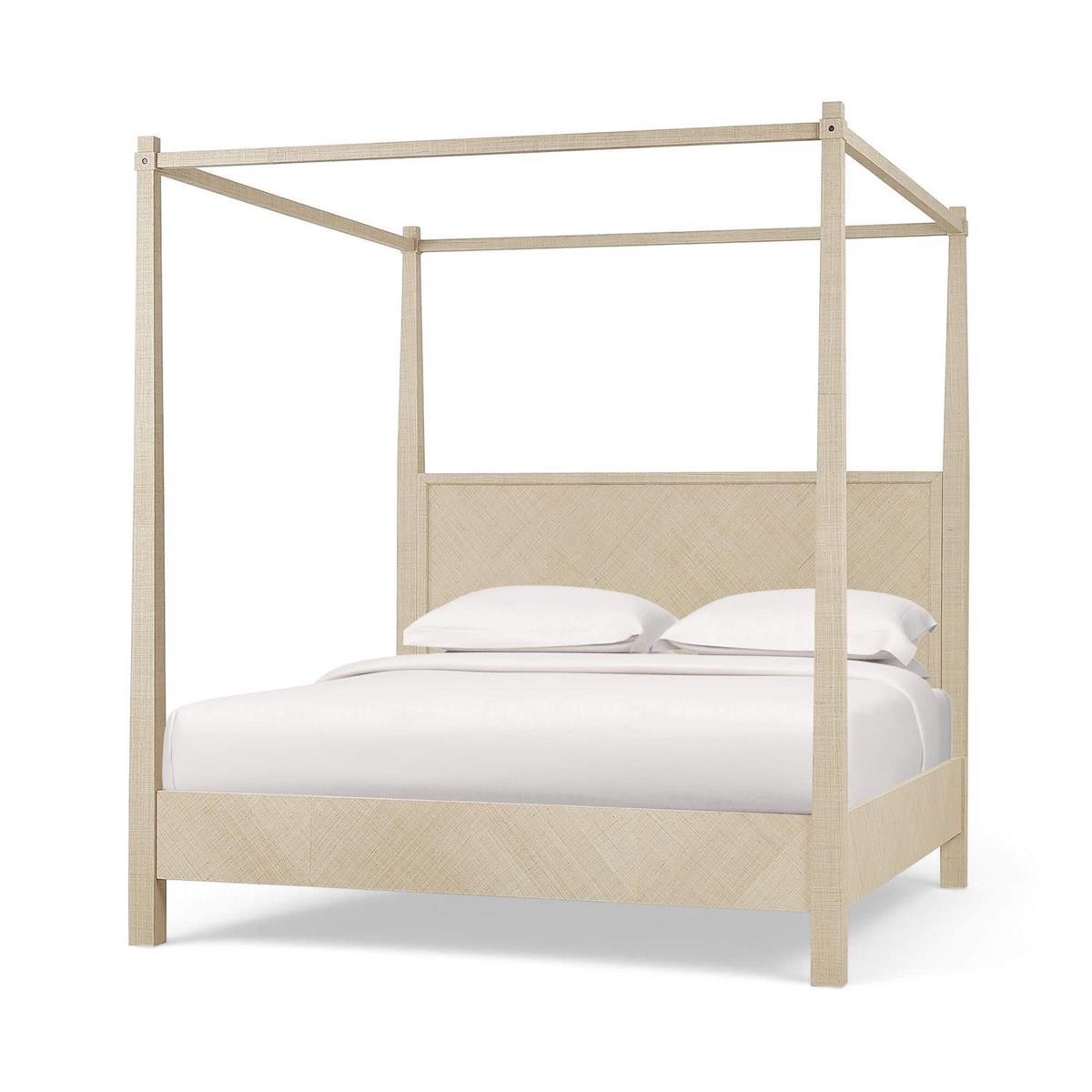 Bramble Luna Canopy King Bed - Raw Raffia
