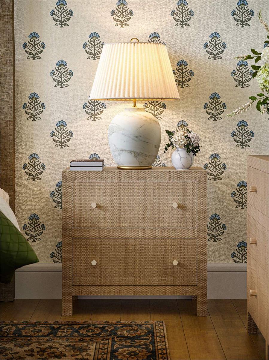Bramble Kagu Large Bedside Table w/ 2 Drawers - Rattan Natural