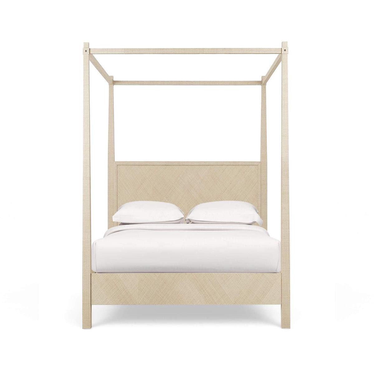 Bramble Luna Canopy Queen Bed - Raw Raffia