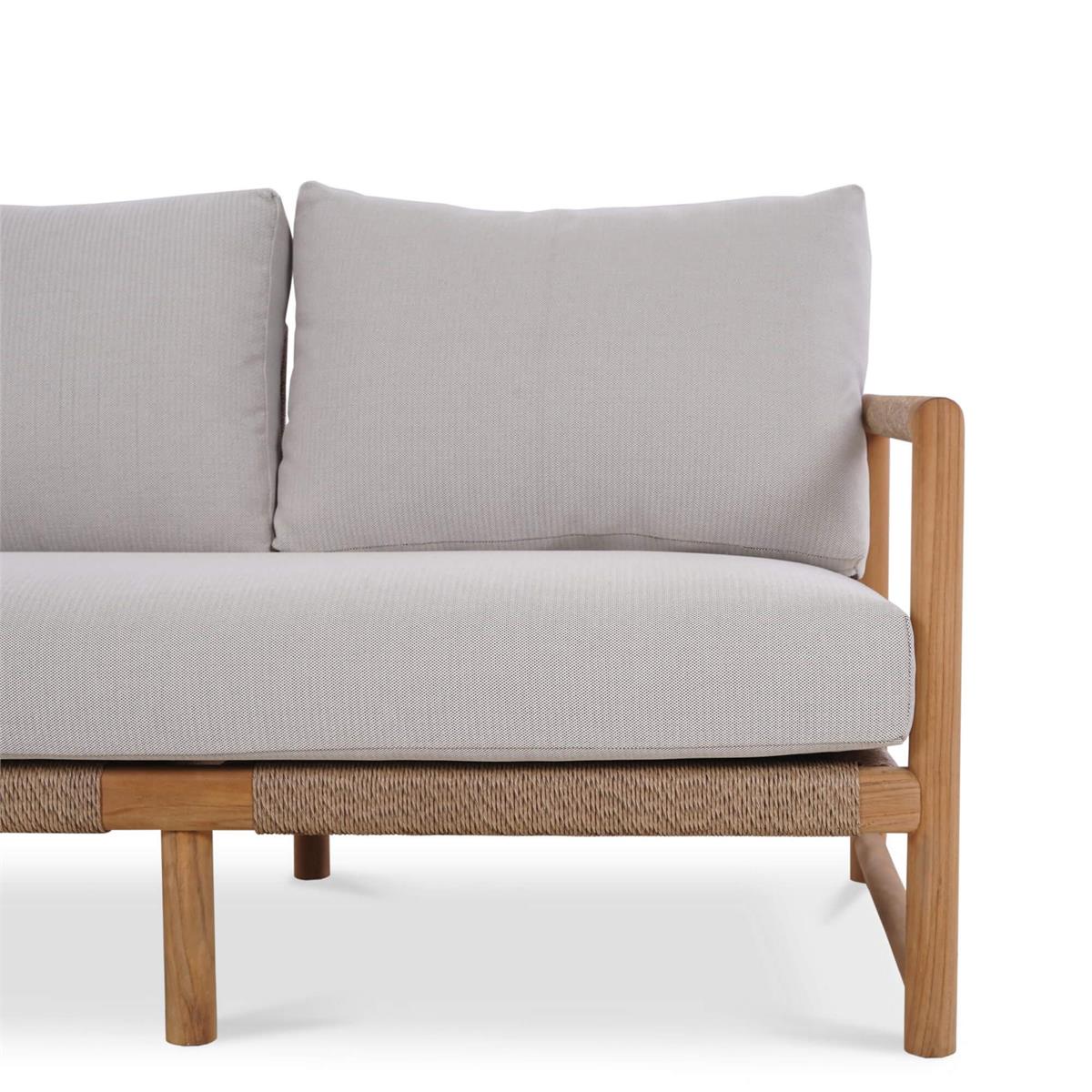 Bramble Jackson 2 Seater w/ Seat & Back Cushions - Outdoor Teak — Natural Teak Fine Sanded / Sunbrella Sand Cream