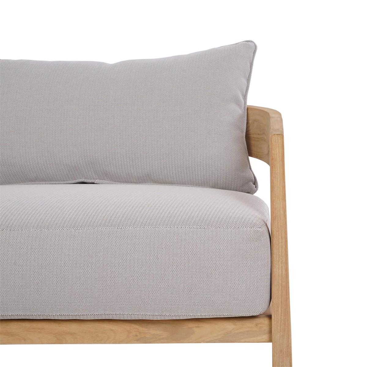 Bramble Raleigh 2 Seater w/ Seat & Back Cushions - Outdoor Teak — Natural Teak Fine Sanded / Sunbrella Sand Cream