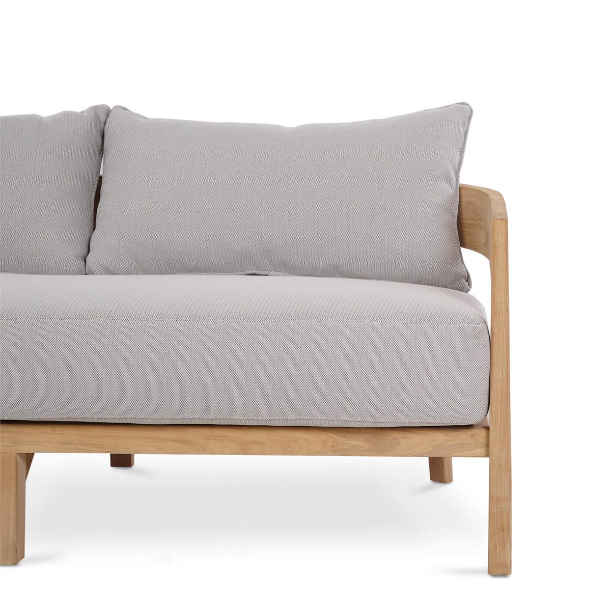 Bramble Raleigh 2 Seater w/ Seat & Back Cushions - Outdoor Teak — Natural Teak Fine Sanded / Sunbrella Sand Cream