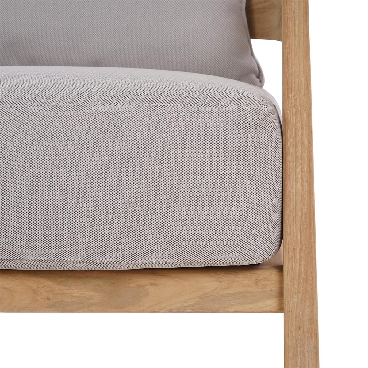 Bramble Raleigh 2 Seater w/ Seat & Back Cushions - Outdoor Teak — Natural Teak Fine Sanded / Sunbrella Sand Cream