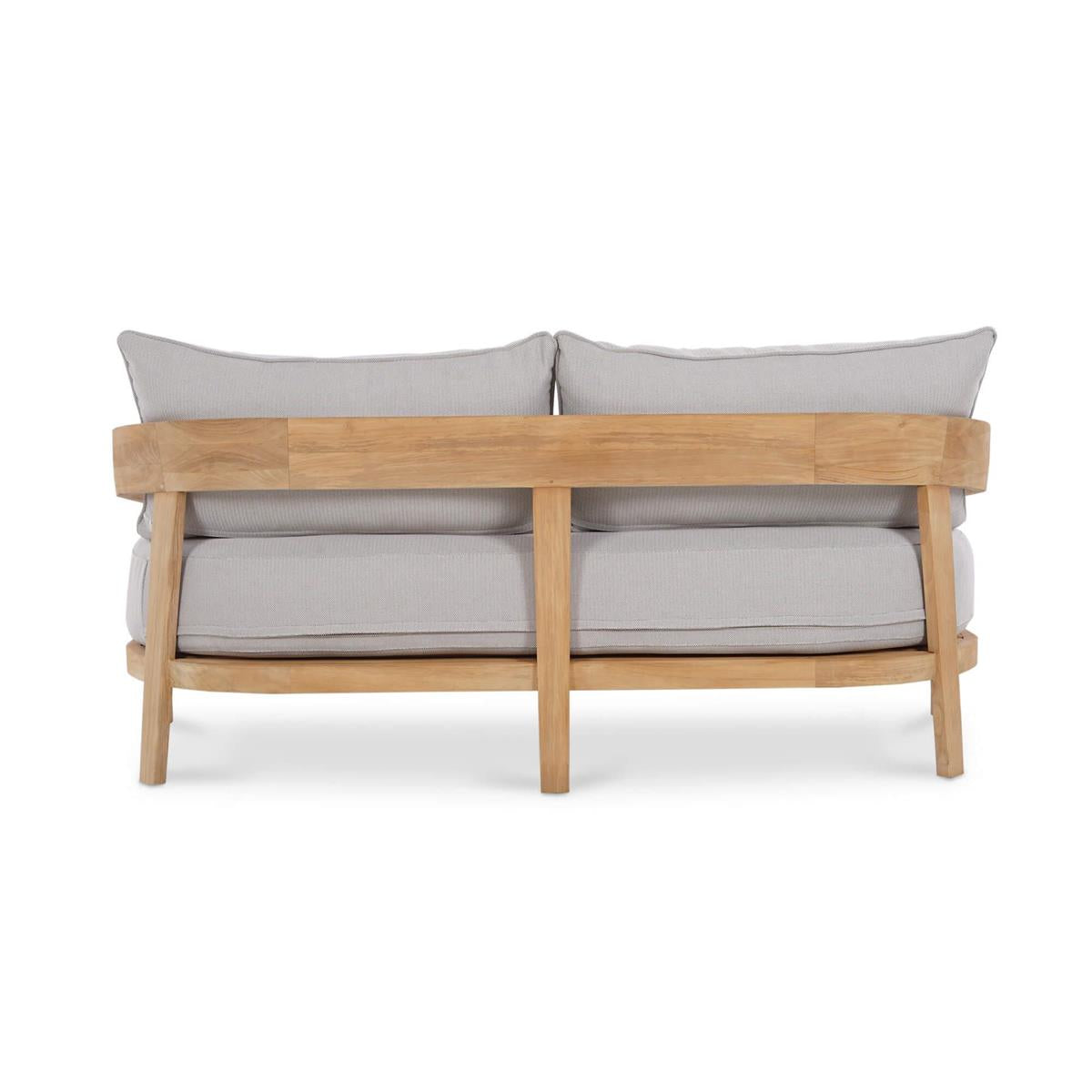 Bramble Raleigh 2 Seater w/ Seat & Back Cushions - Outdoor Teak — Natural Teak Fine Sanded / Sunbrella Sand Cream