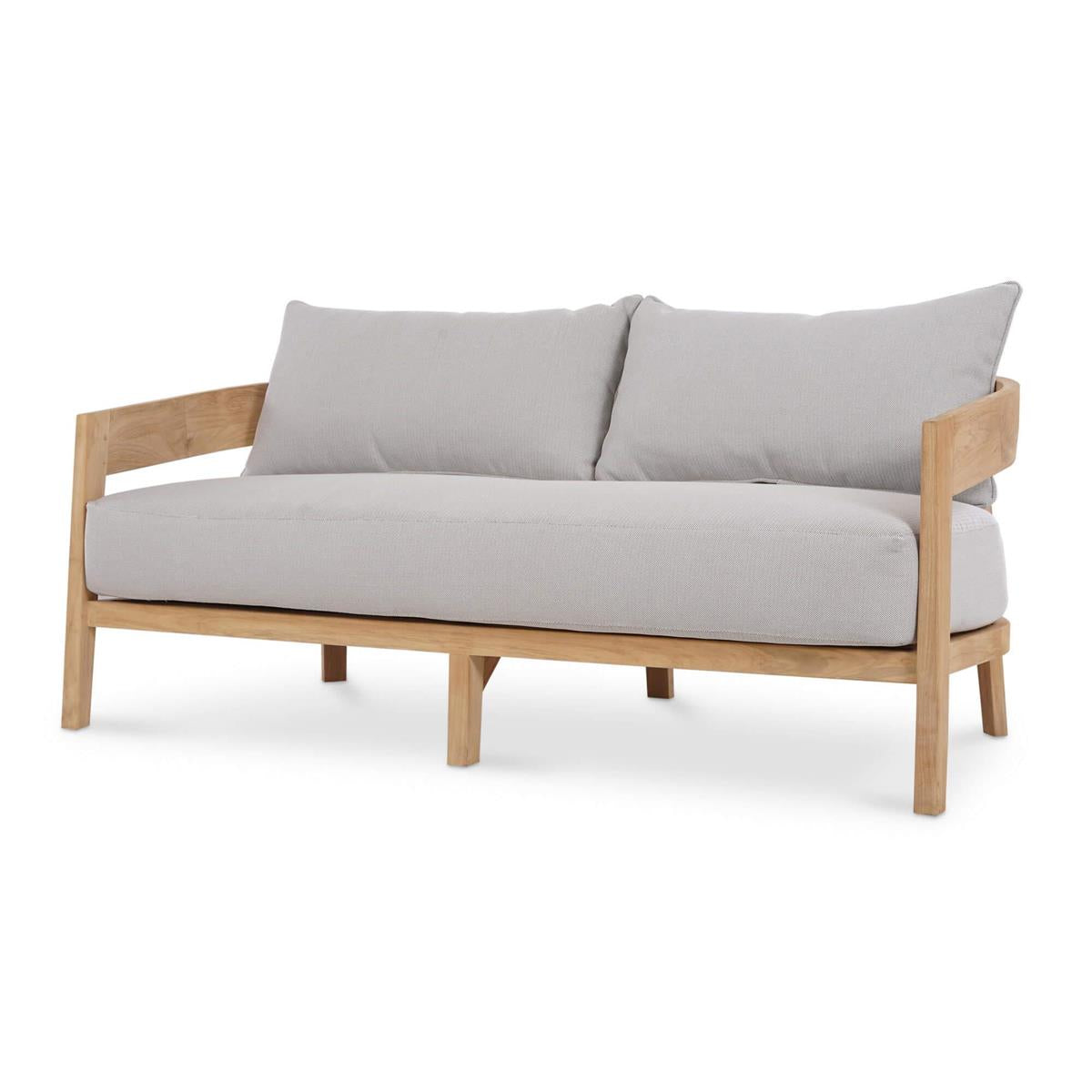 Bramble Raleigh 2 Seater w/ Seat & Back Cushions - Outdoor Teak — Natural Teak Fine Sanded / Sunbrella Sand Cream