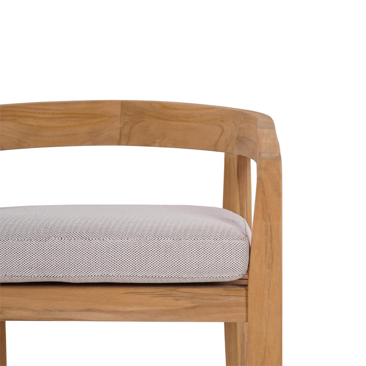 Bramble Raleigh Counter Stool w/ Seat Cushion - Outdoor Teak — Natural Teak Fine Sanded / Sunbrella Sand Cream