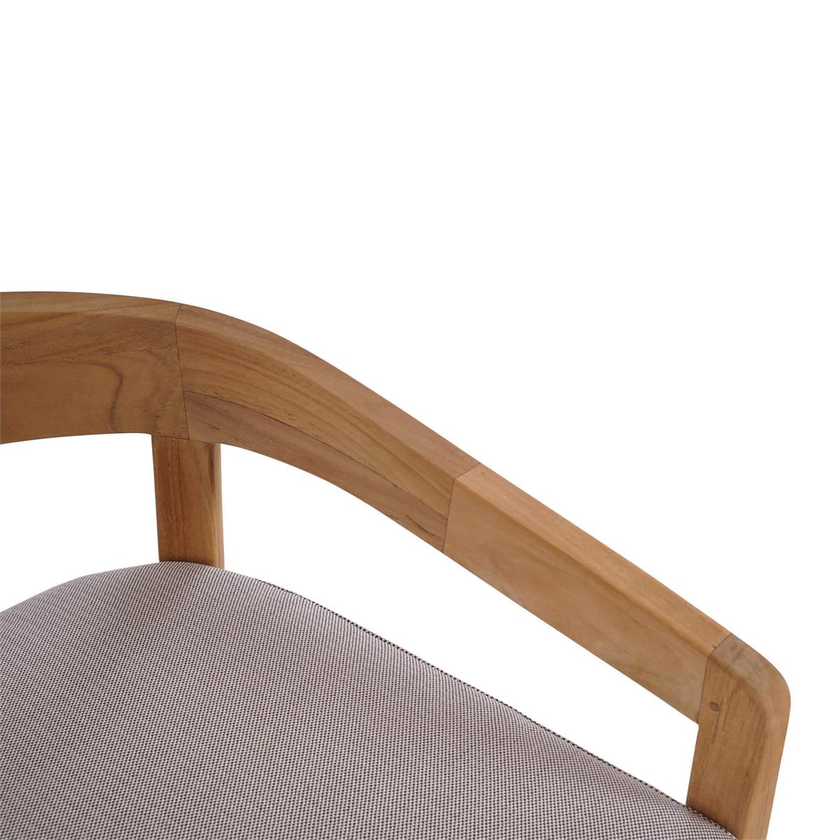 Bramble Raleigh Counter Stool w/ Seat Cushion - Outdoor Teak — Natural Teak Fine Sanded / Sunbrella Sand Cream