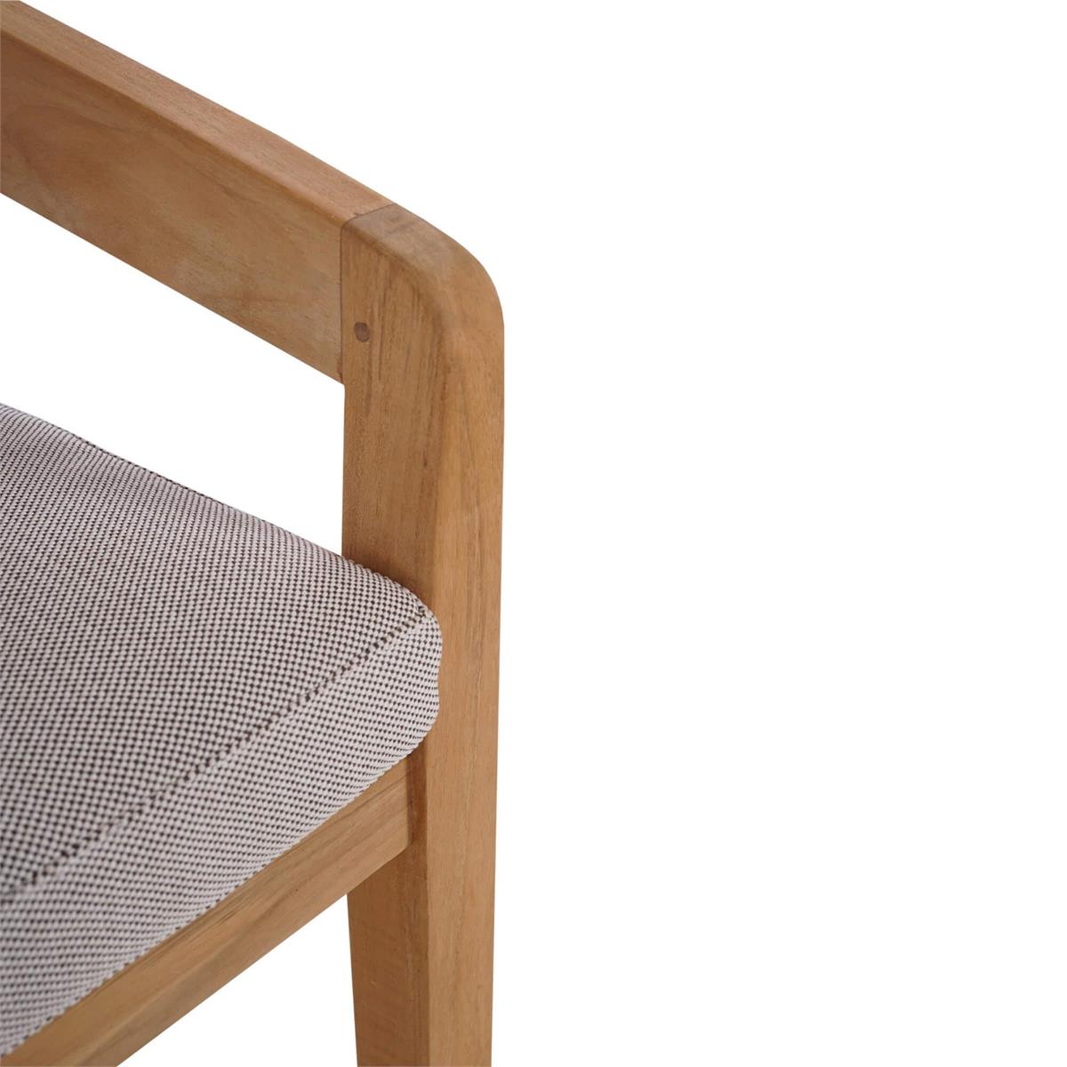 Bramble Raleigh Counter Stool w/ Seat Cushion - Outdoor Teak — Natural Teak Fine Sanded / Sunbrella Sand Cream