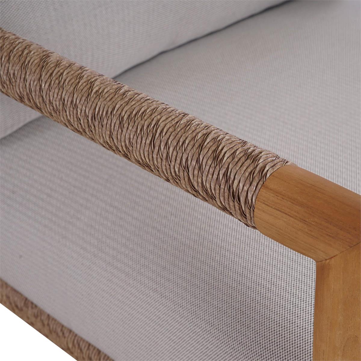 Bramble Jackson Single Seater w/ Seat & Back Cushions - Outdoor Teak — Natural Teak Fine Sanded / Sunbrella Sand Cream