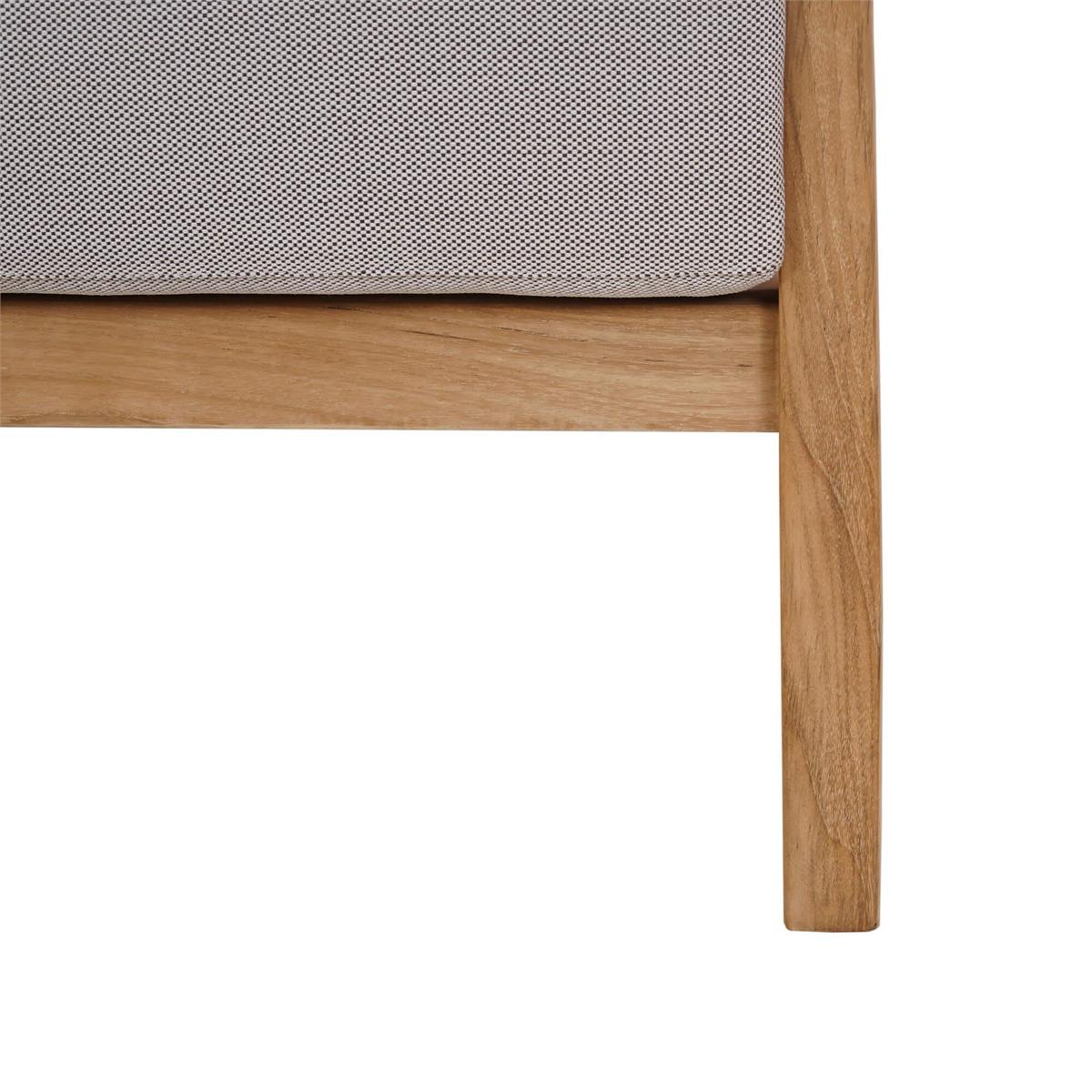 Bramble Raleigh Teak Single Seater w/ Seat & Back Cushions - Outdoor Teak — Natural Teak Fine Sanded / Sunbrella Sand Cream