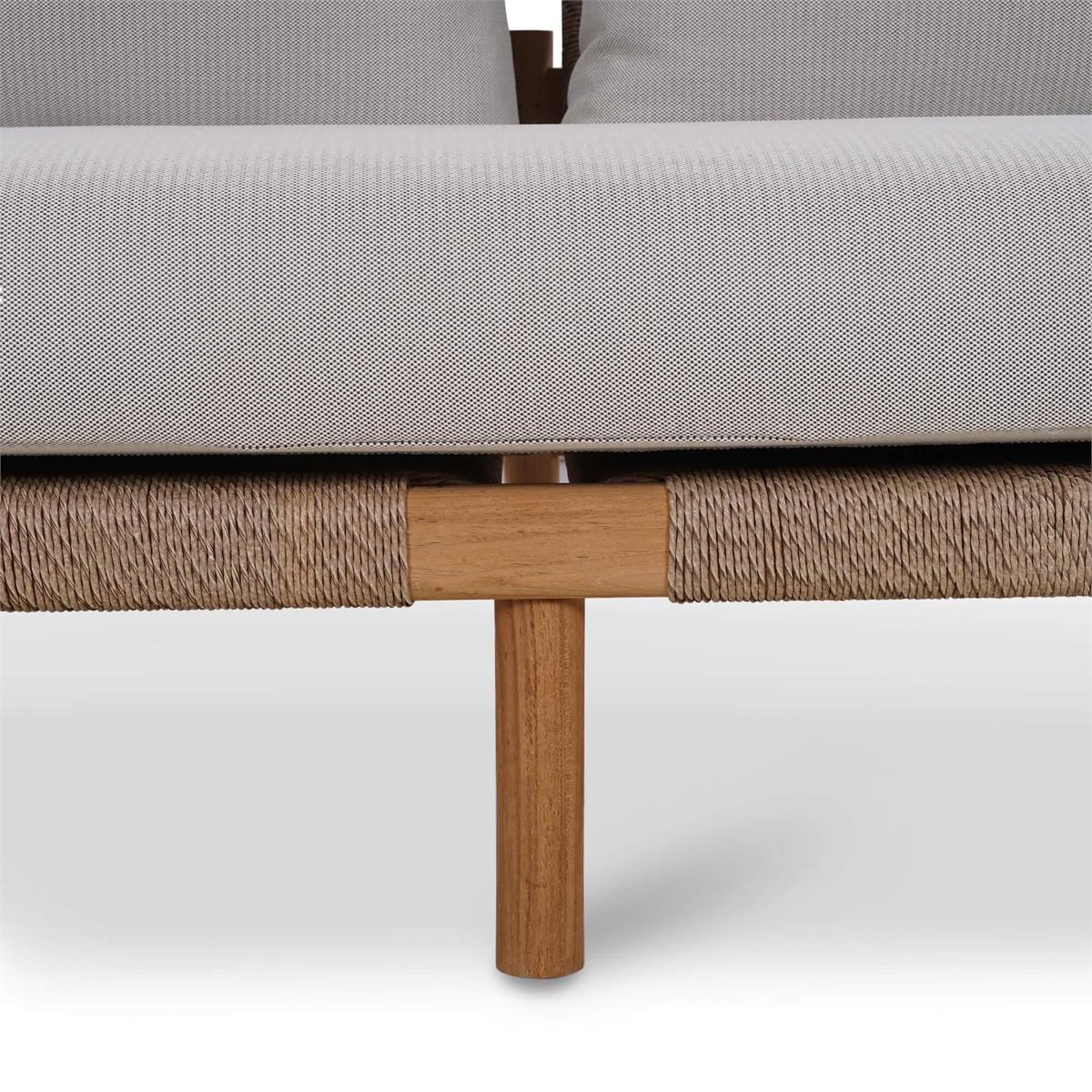 Bramble Jackson 3 Seater w/ Seat & Back Cushions - Outdoor Teak — Natural Teak Fine Sanded / Sunbrella Sand Cream