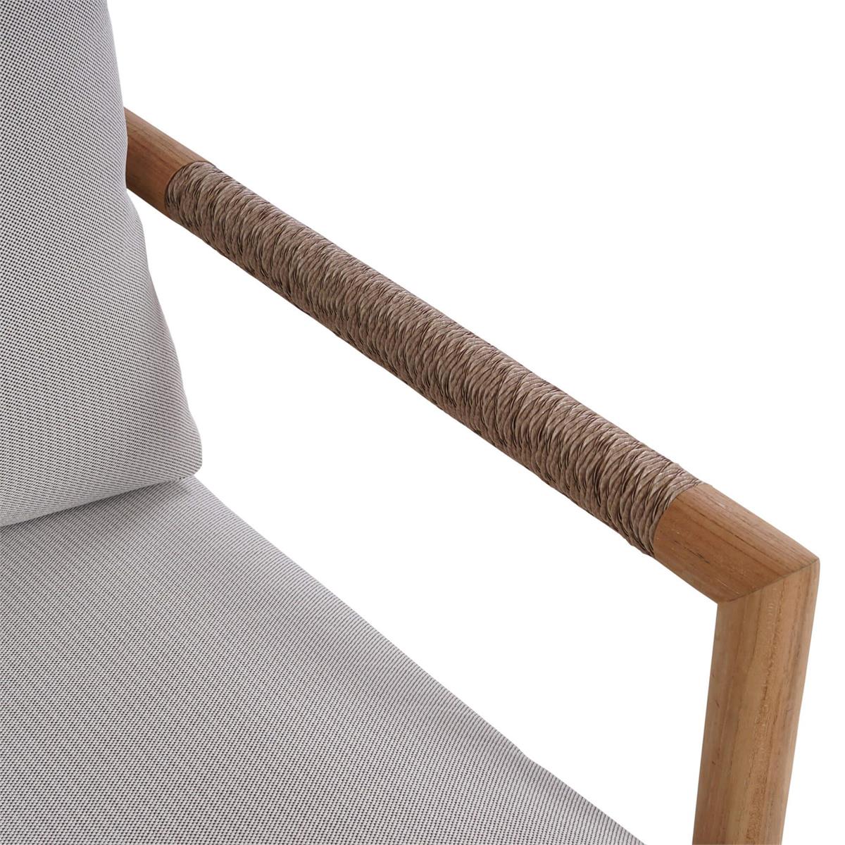 Bramble Jackson 3 Seater w/ Seat & Back Cushions - Outdoor Teak — Natural Teak Fine Sanded / Sunbrella Sand Cream