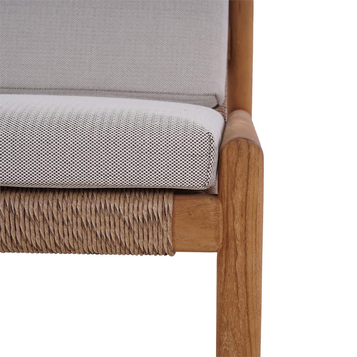 Bramble Jackson Side Chair w/ Seat & Back Cushions - Outdoor Teak — Natural Teak Fine Sanded / Sunbrella Sand Cream