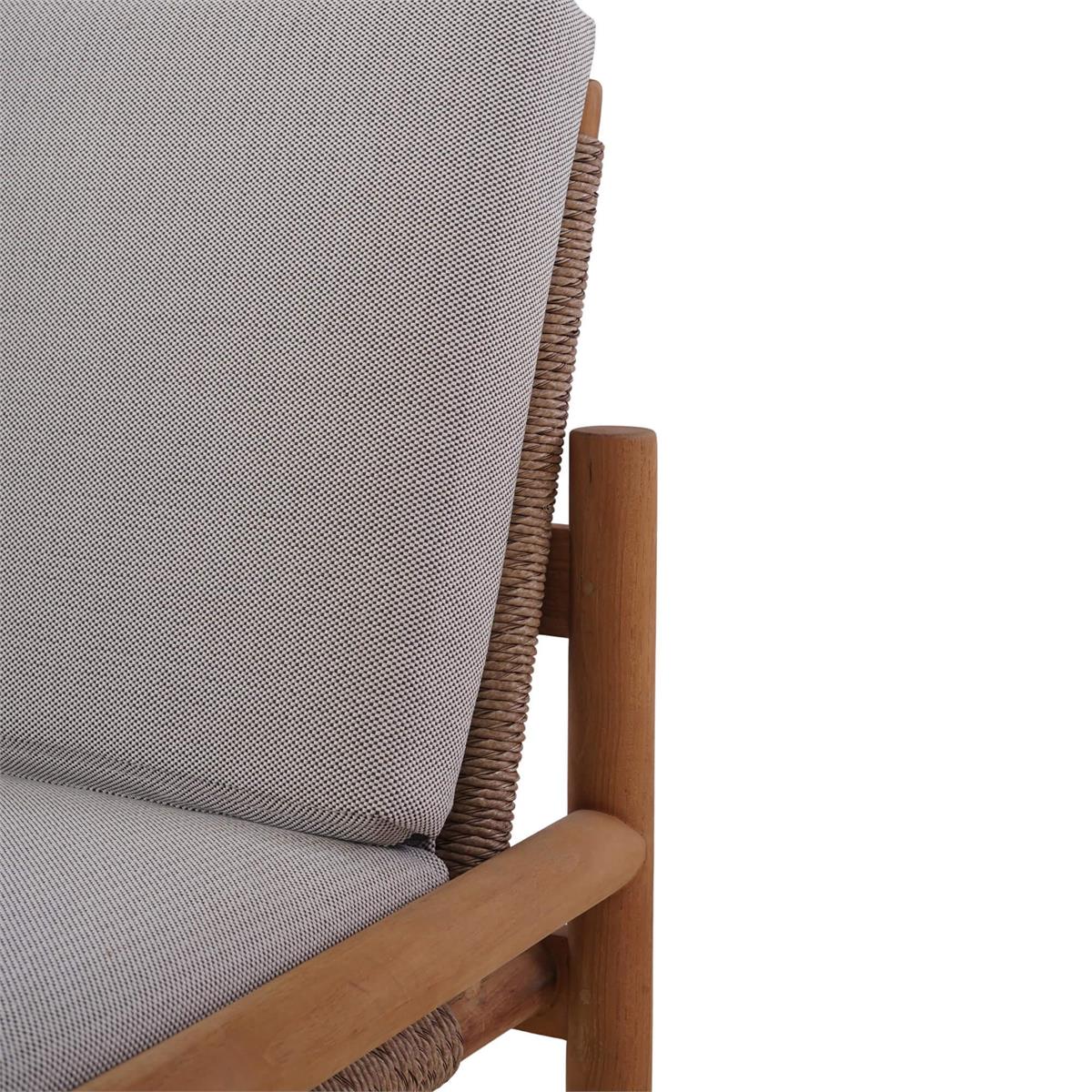 Bramble Jackson Side Chair w/ Seat & Back Cushions - Outdoor Teak — Natural Teak Fine Sanded / Sunbrella Sand Cream