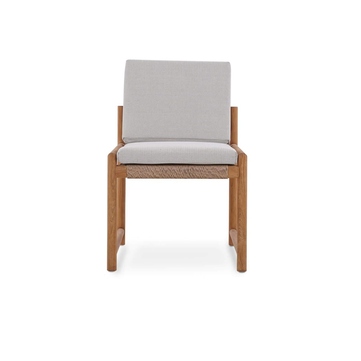 Bramble Jackson Side Chair w/ Seat & Back Cushions - Outdoor Teak — Natural Teak Fine Sanded / Sunbrella Sand Cream