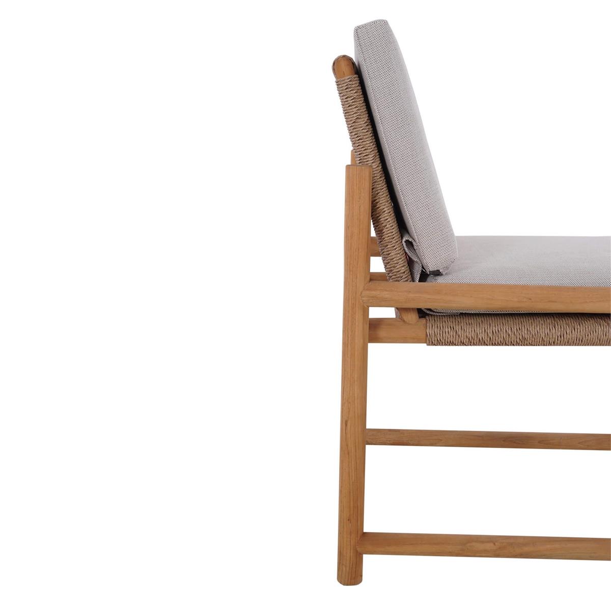 Bramble Jackson Side Chair w/ Seat & Back Cushions - Outdoor Teak — Natural Teak Fine Sanded / Sunbrella Sand Cream