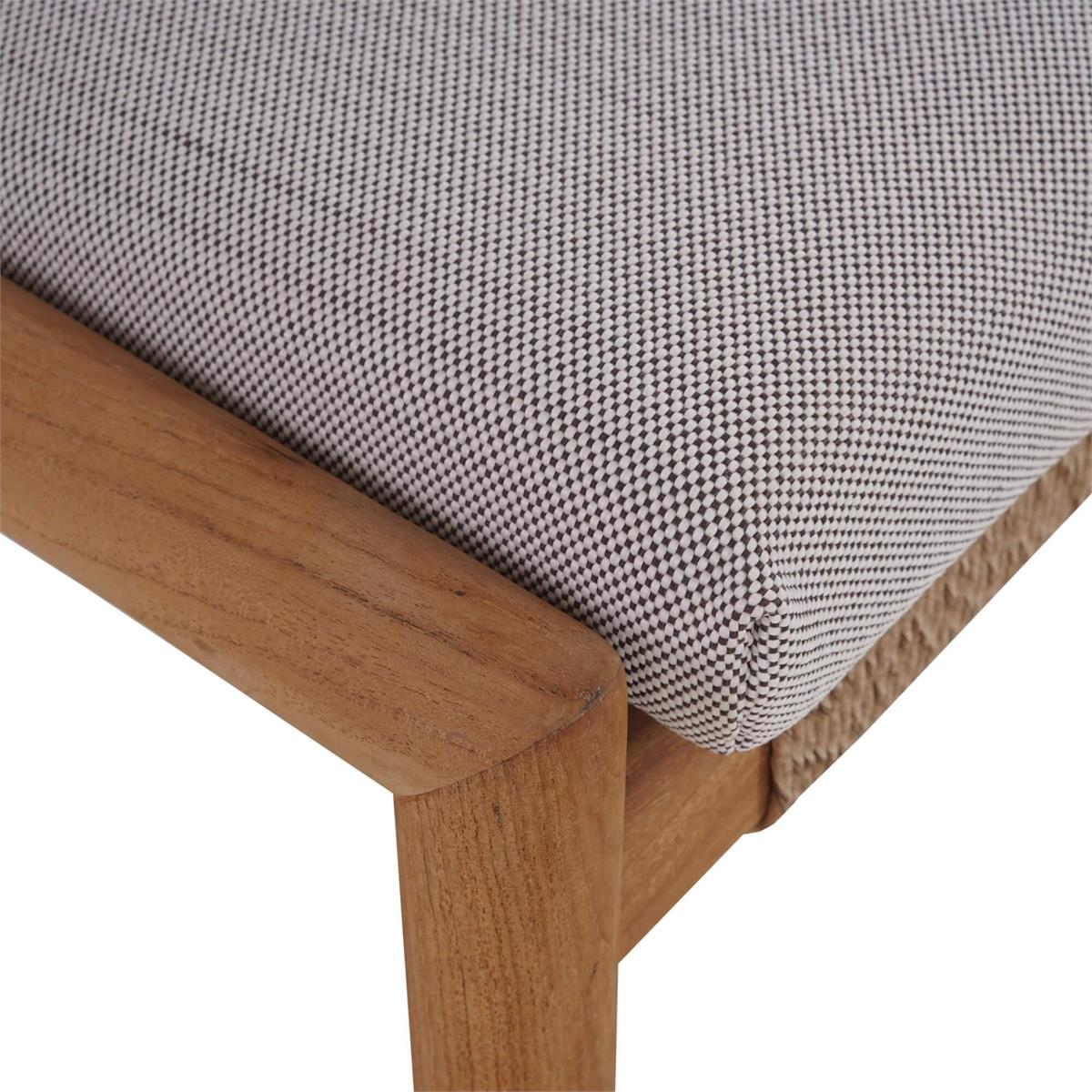 Bramble Jackson Side Chair w/ Seat & Back Cushions - Outdoor Teak — Natural Teak Fine Sanded / Sunbrella Sand Cream