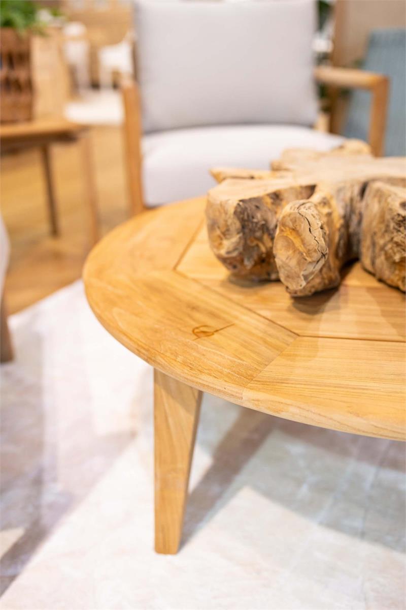 Bramble Stockton Round Coffee Table - Outdoor Teak — Natural Teak Fine Sanded