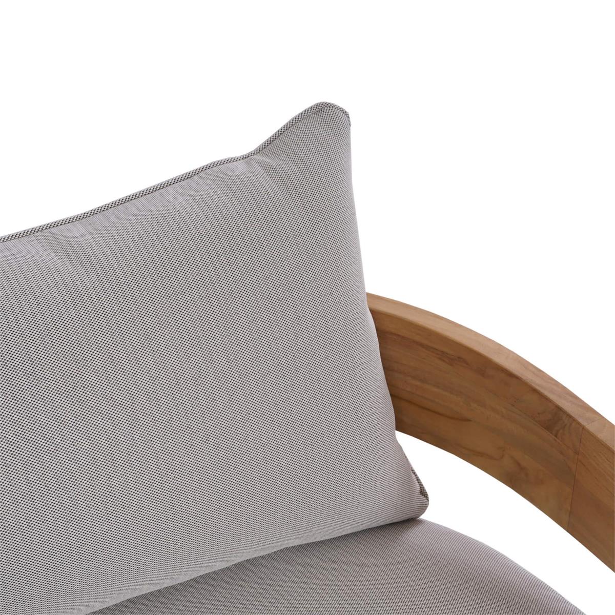 Bramble Raleigh Teak 3 Seater w/ Seat & Back Cushions - Outdoor Teak — Natural Teak Fine Sanded / Sunbrella Sand Cream