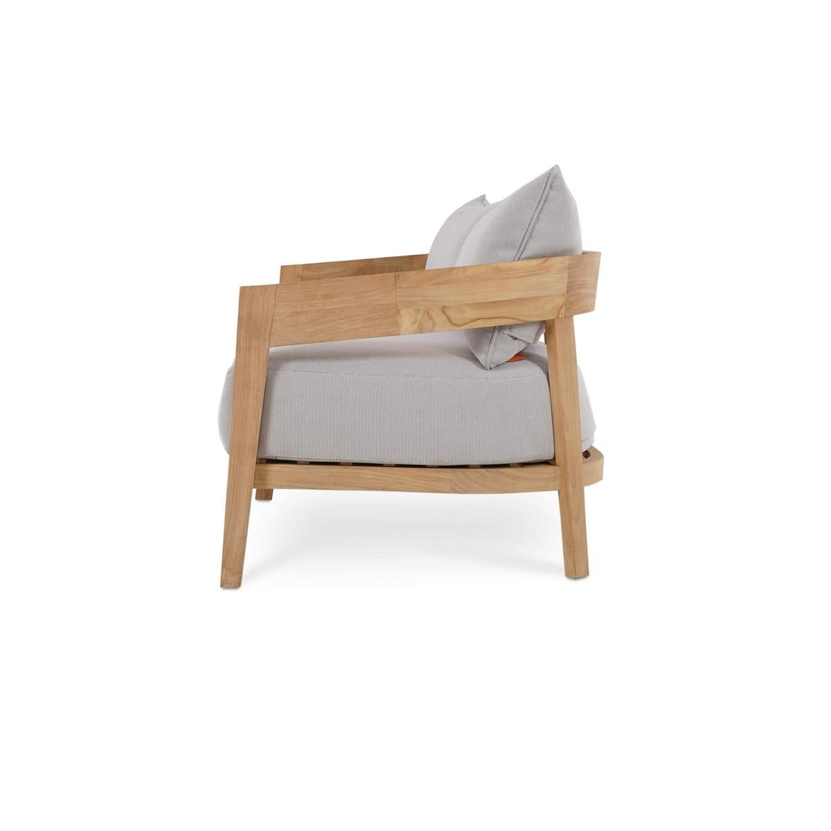 Bramble Raleigh Teak 3 Seater w/ Seat & Back Cushions - Outdoor Teak — Natural Teak Fine Sanded / Sunbrella Sand Cream