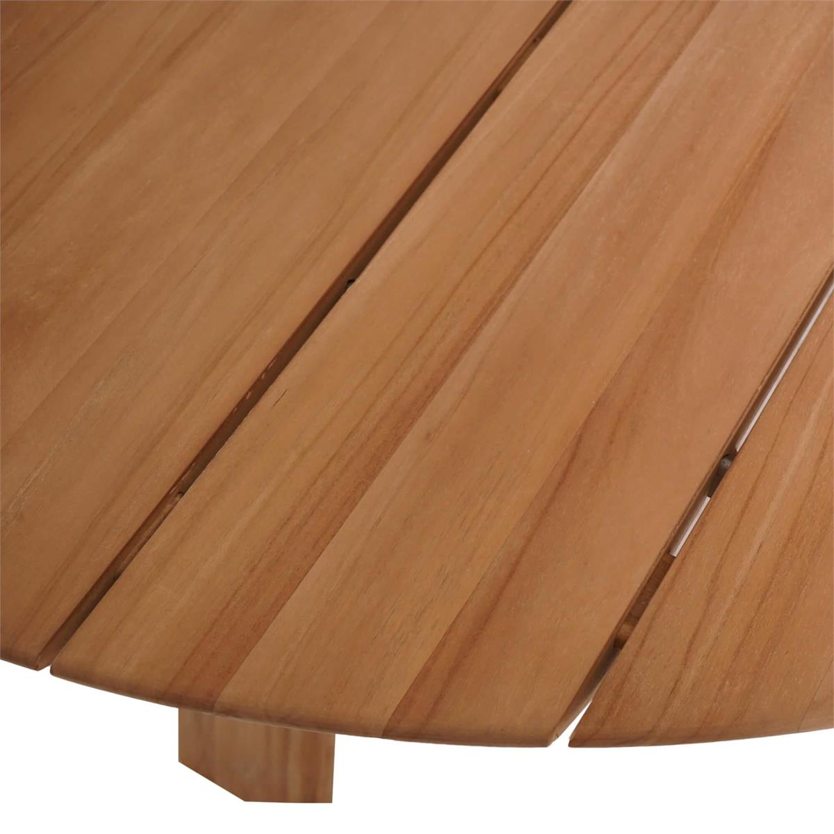 Bramble Sienna Round Dining Table 59'' - Outdoor Teak — Natural Teak Fine Sanded / Sunbrella Sand Cream