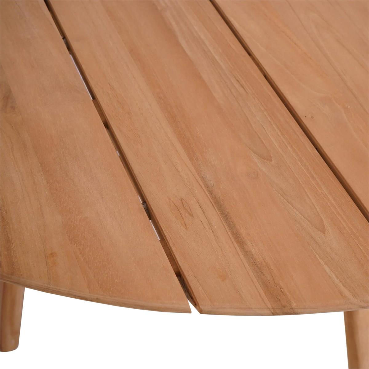 Bramble Sienna Round Dining Table 59'' - Outdoor Teak — Natural Teak Fine Sanded / Sunbrella Sand Cream