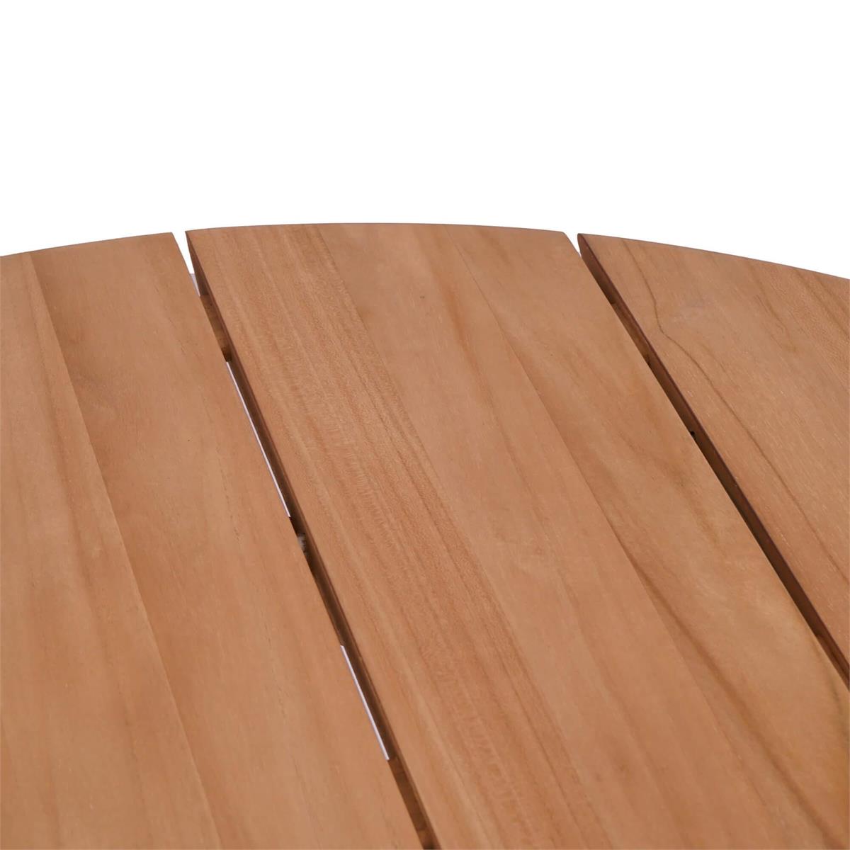 Bramble Sienna Round Dining Table 59'' - Outdoor Teak — Natural Teak Fine Sanded / Sunbrella Sand Cream