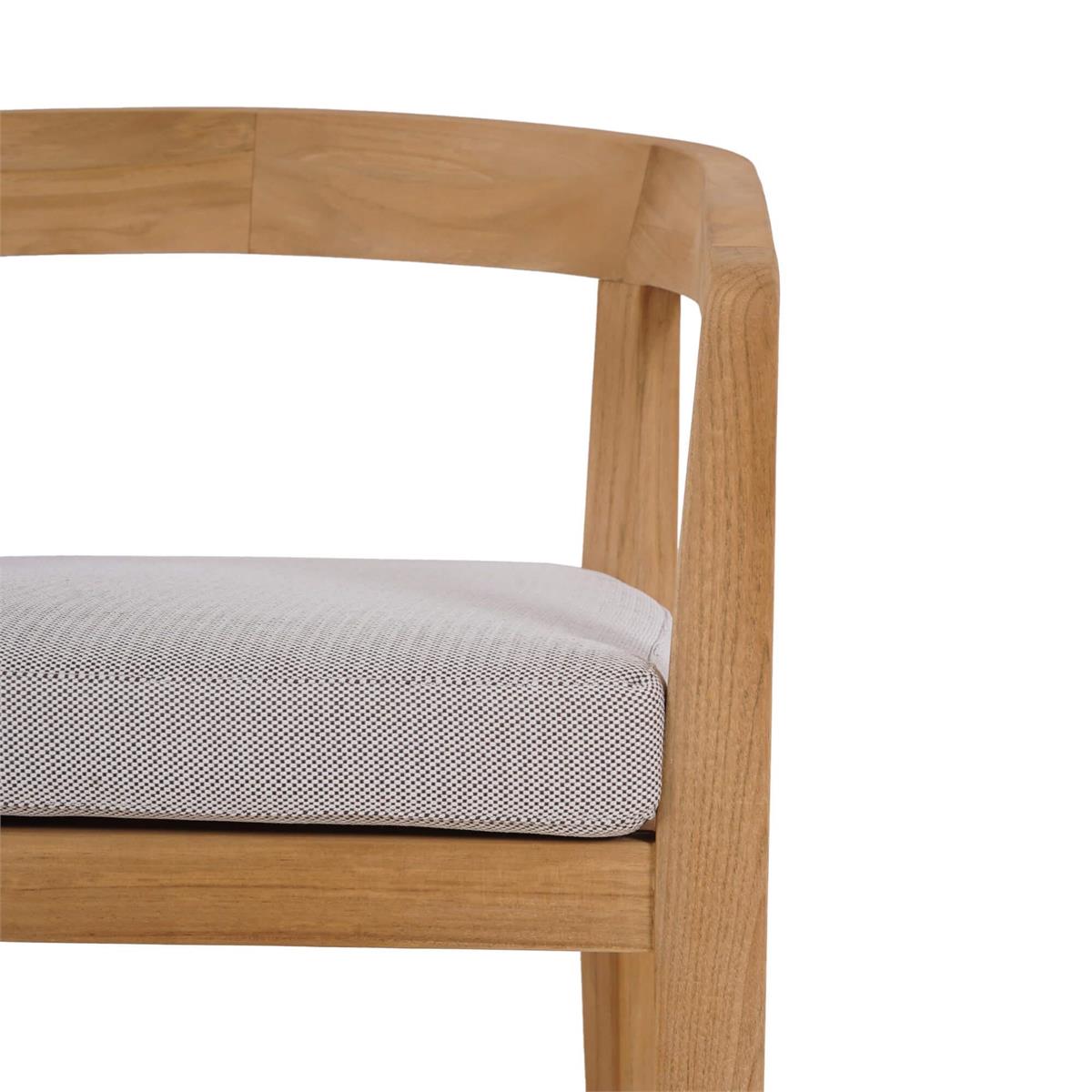 Bramble Raleigh Dining Chair w/ Seat Cushion - Outdoor Teak — Natural Teak Fine Sanded / Sunbrella Sand Cream