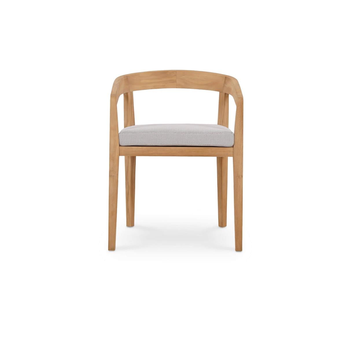 Bramble Raleigh Dining Chair w/ Seat Cushion - Outdoor Teak — Natural Teak Fine Sanded / Sunbrella Sand Cream