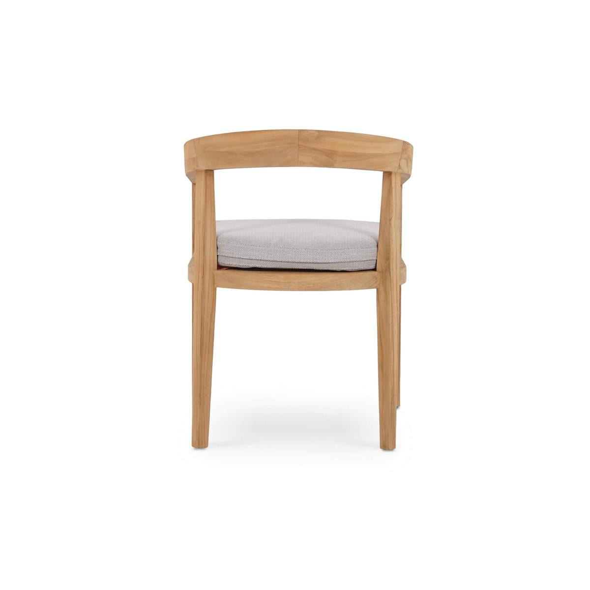 Bramble Raleigh Dining Chair w/ Seat Cushion - Outdoor Teak — Natural Teak Fine Sanded / Sunbrella Sand Cream