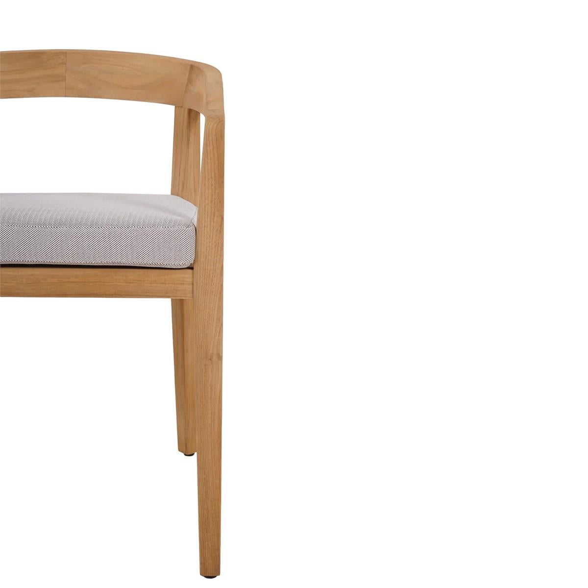 Bramble Raleigh Dining Chair w/ Seat Cushion - Outdoor Teak — Natural Teak Fine Sanded / Sunbrella Sand Cream