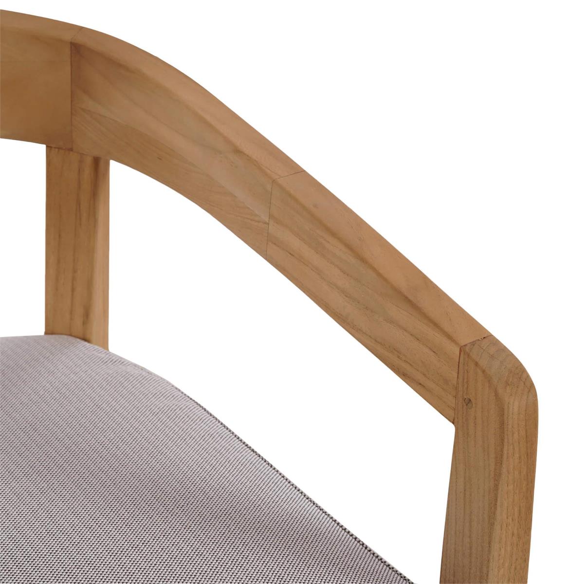 Bramble Raleigh Dining Chair w/ Seat Cushion - Outdoor Teak — Natural Teak Fine Sanded / Sunbrella Sand Cream