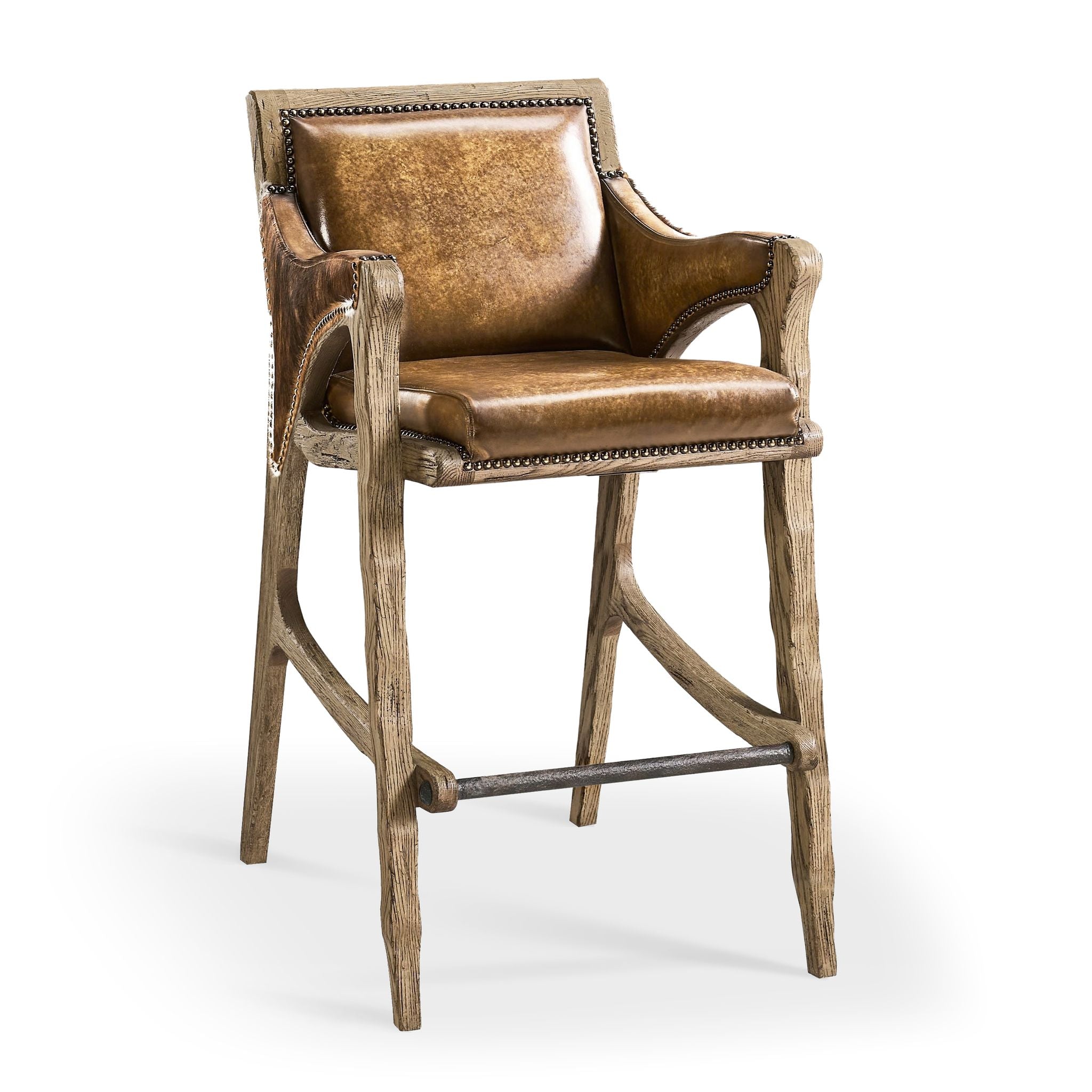 Jonathan Charles Echo Canyon Leather & Hide Bar Stool