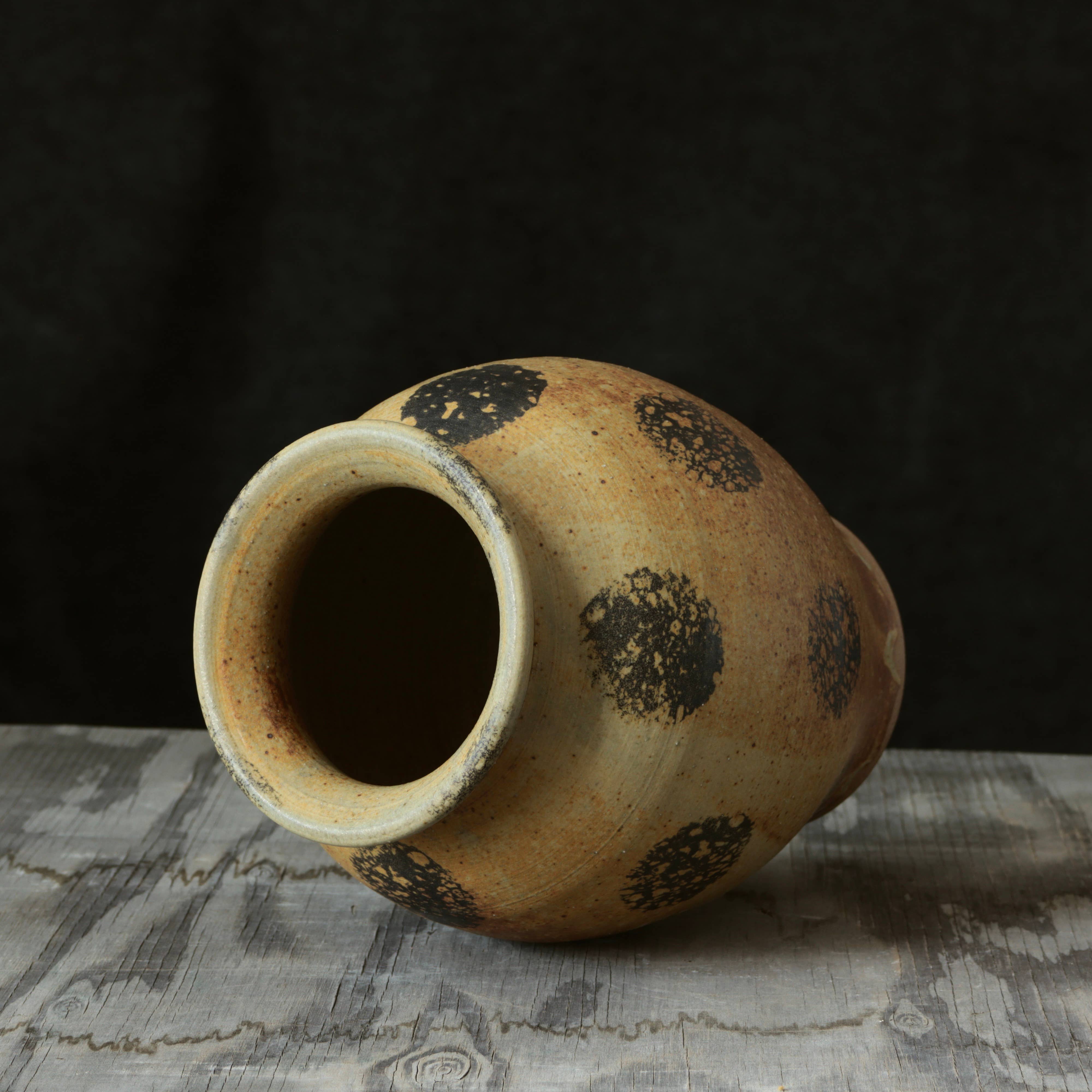Matt Fishman Pottery Yellow and Black 7-8" Vase