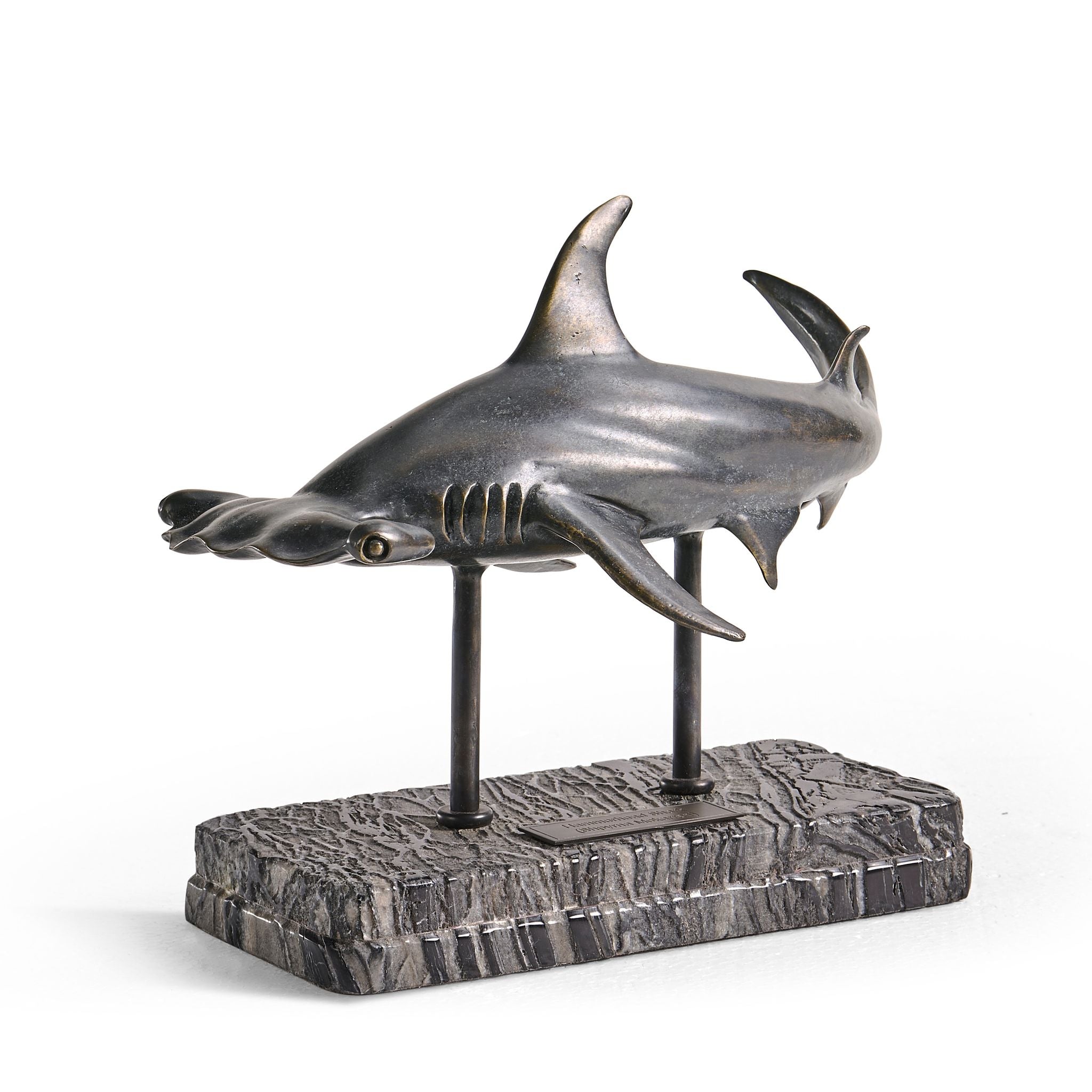 Jonathan Charles Hammerhead Shark C Shape Bronze Statue w