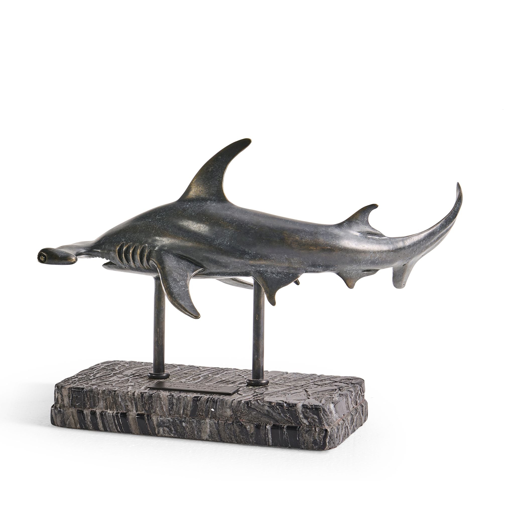 Jonathan Charles Hammerhead Shark C Shape Bronze Statue w