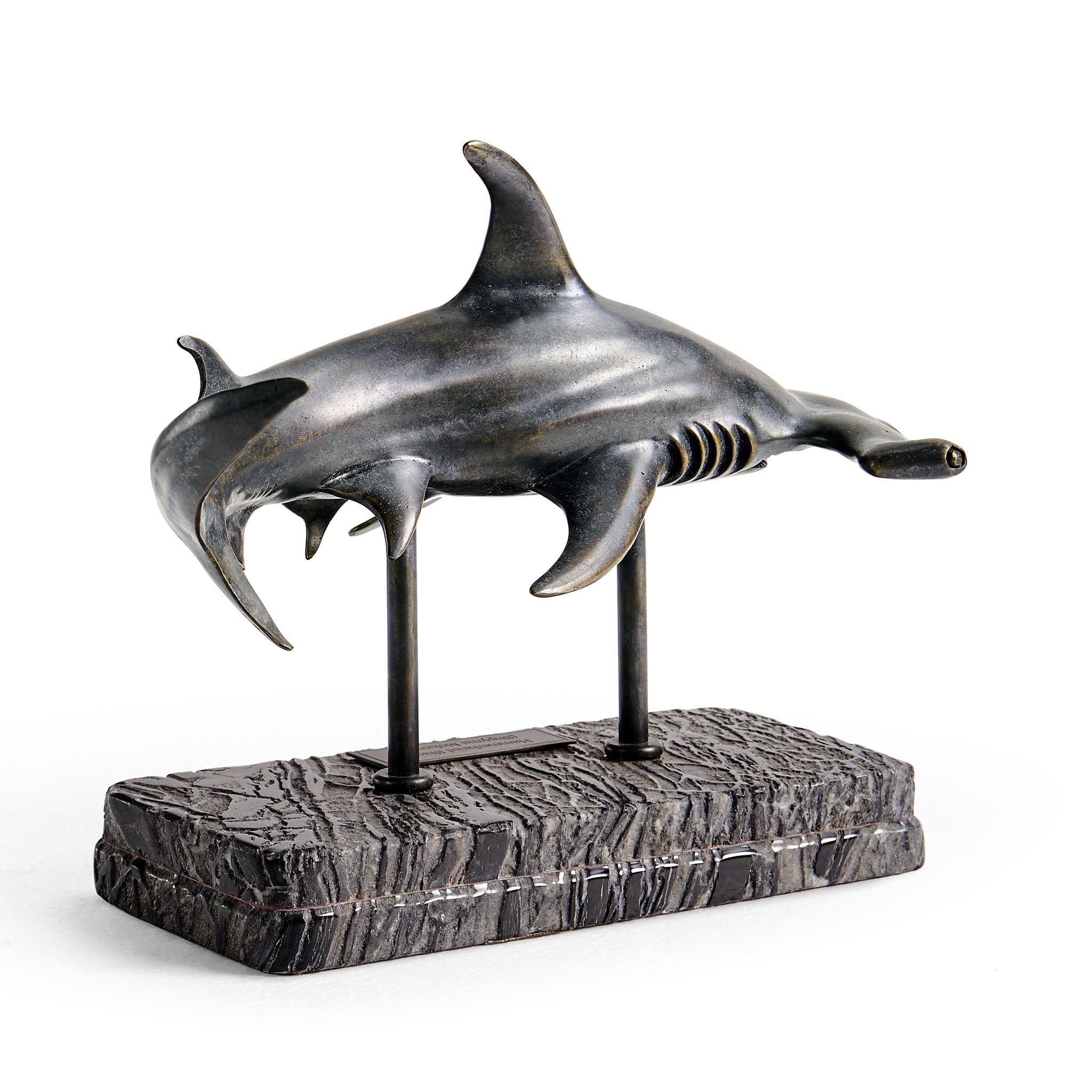 Jonathan Charles Hammerhead Shark C Shape Bronze Statue w