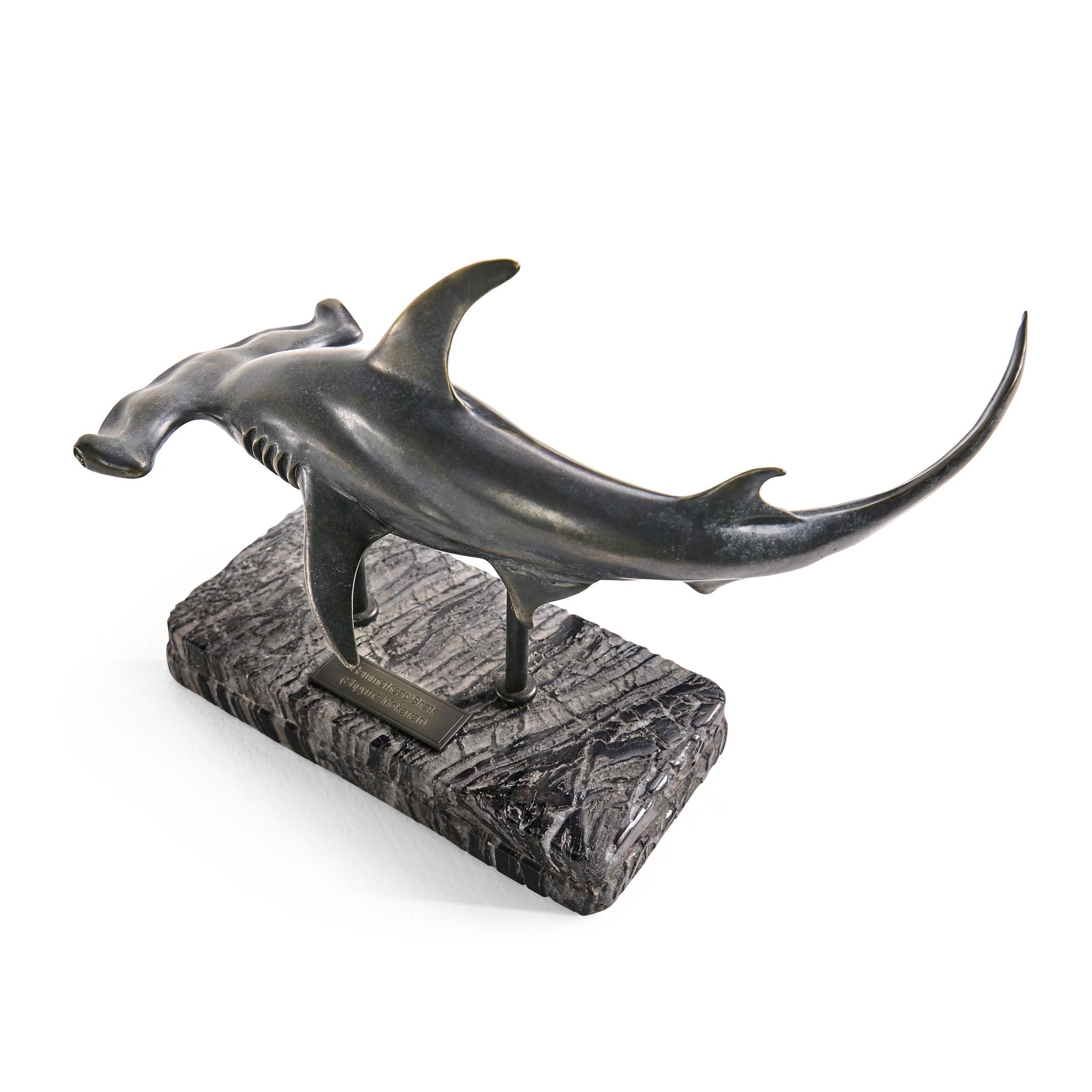 Jonathan Charles Hammerhead Shark C Shape Bronze Statue w