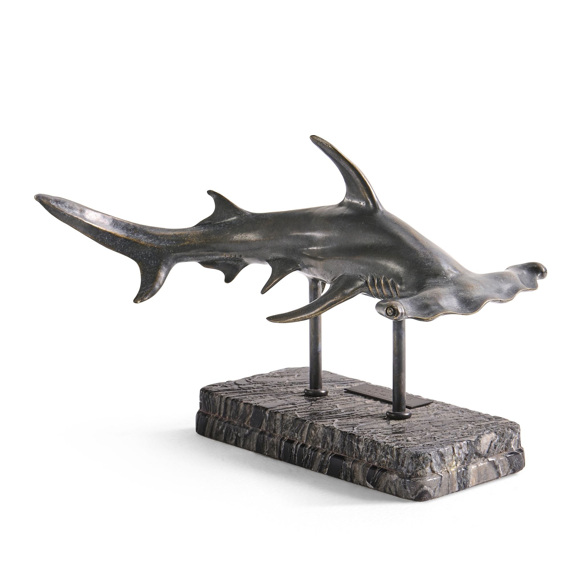 Jonathan Charles Hammerhead Shark C Shape Bronze Statue w