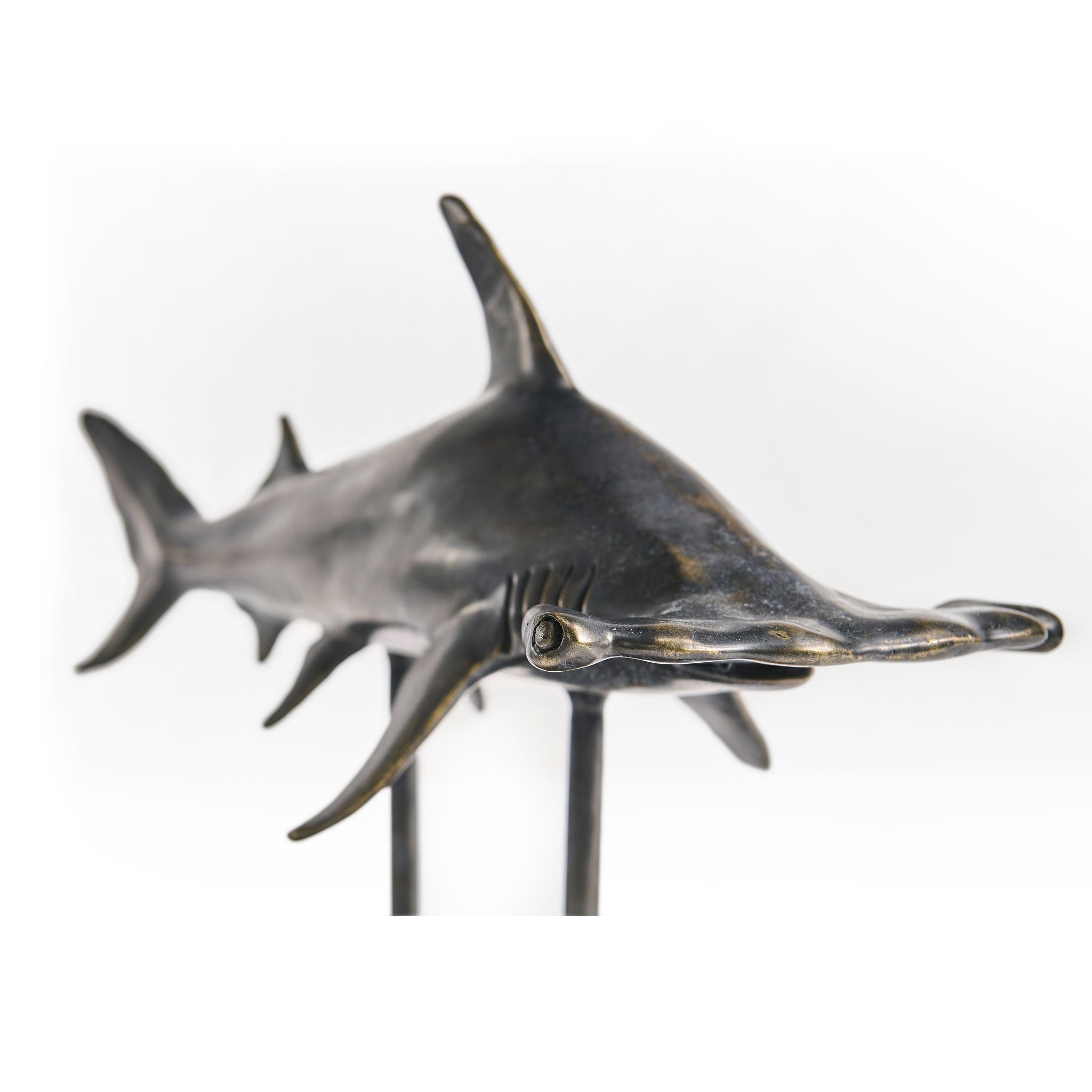 Jonathan Charles Hammerhead SharkBronze Statue w Marble B