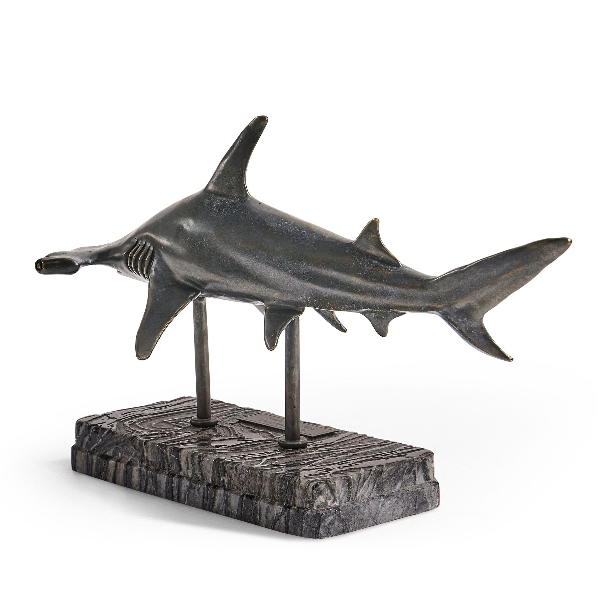 Jonathan Charles Hammerhead SharkBronze Statue w Marble B