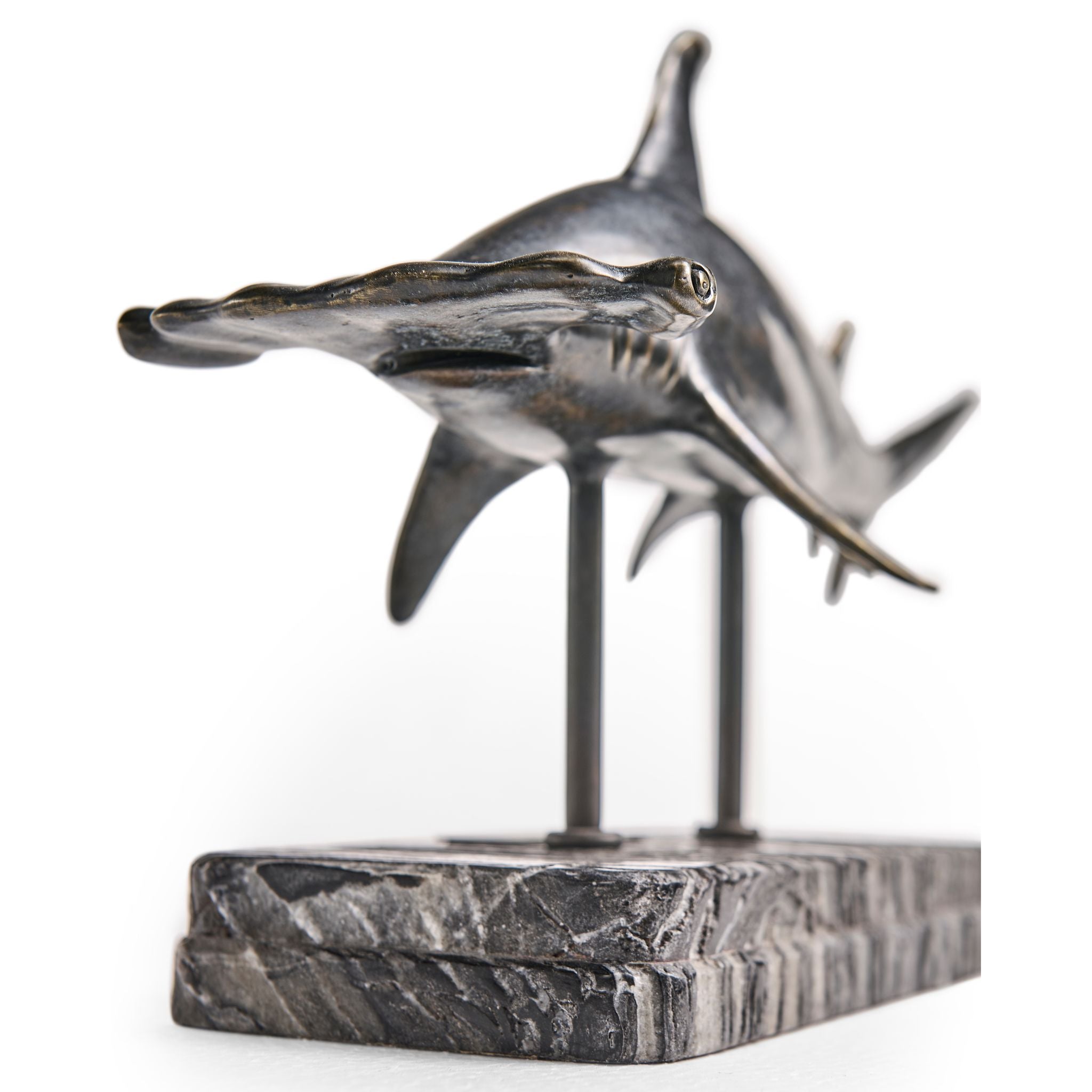 Jonathan Charles Hammerhead SharkBronze Statue w Marble B