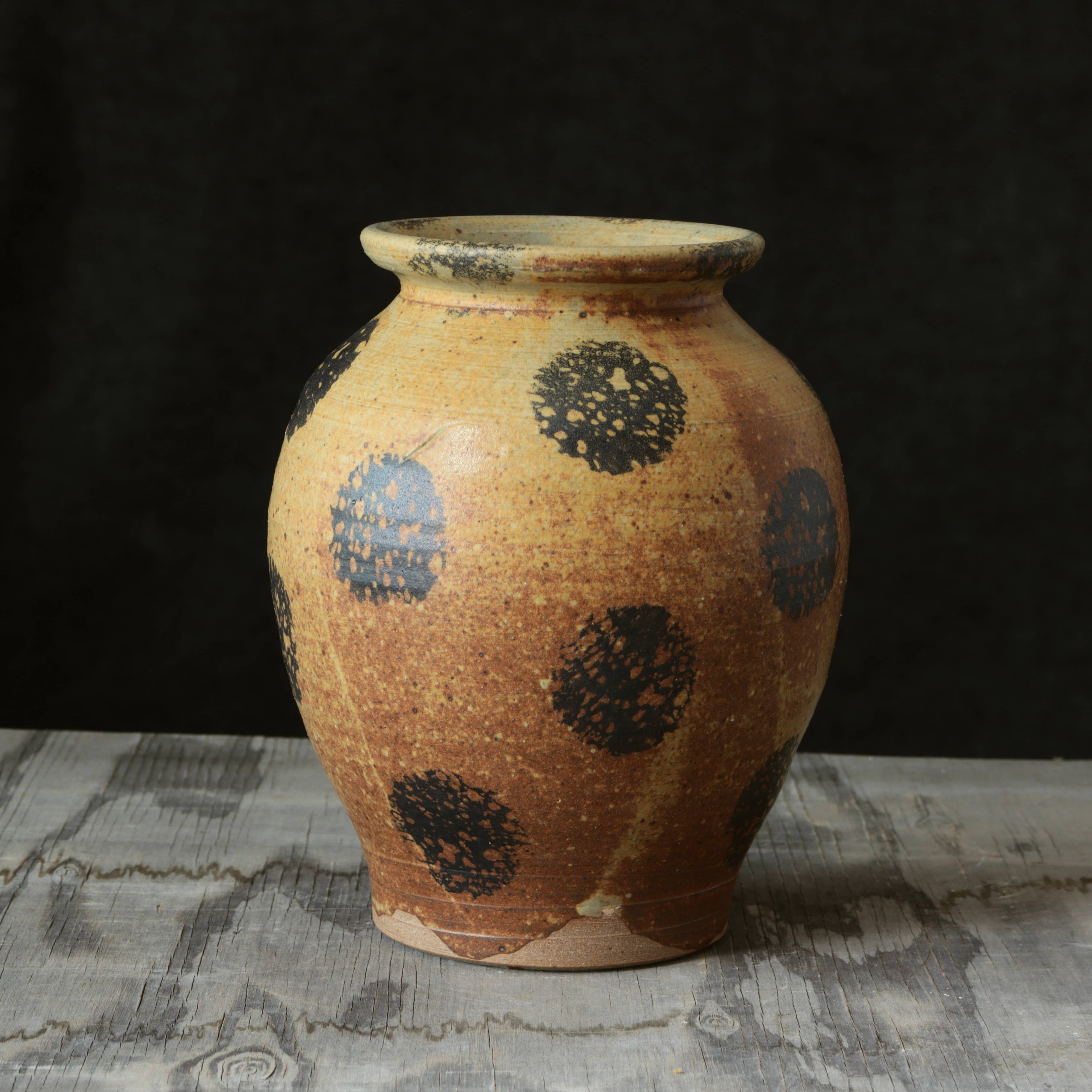 Matt Fishman Pottery Yellow and Black 7-8" Vase