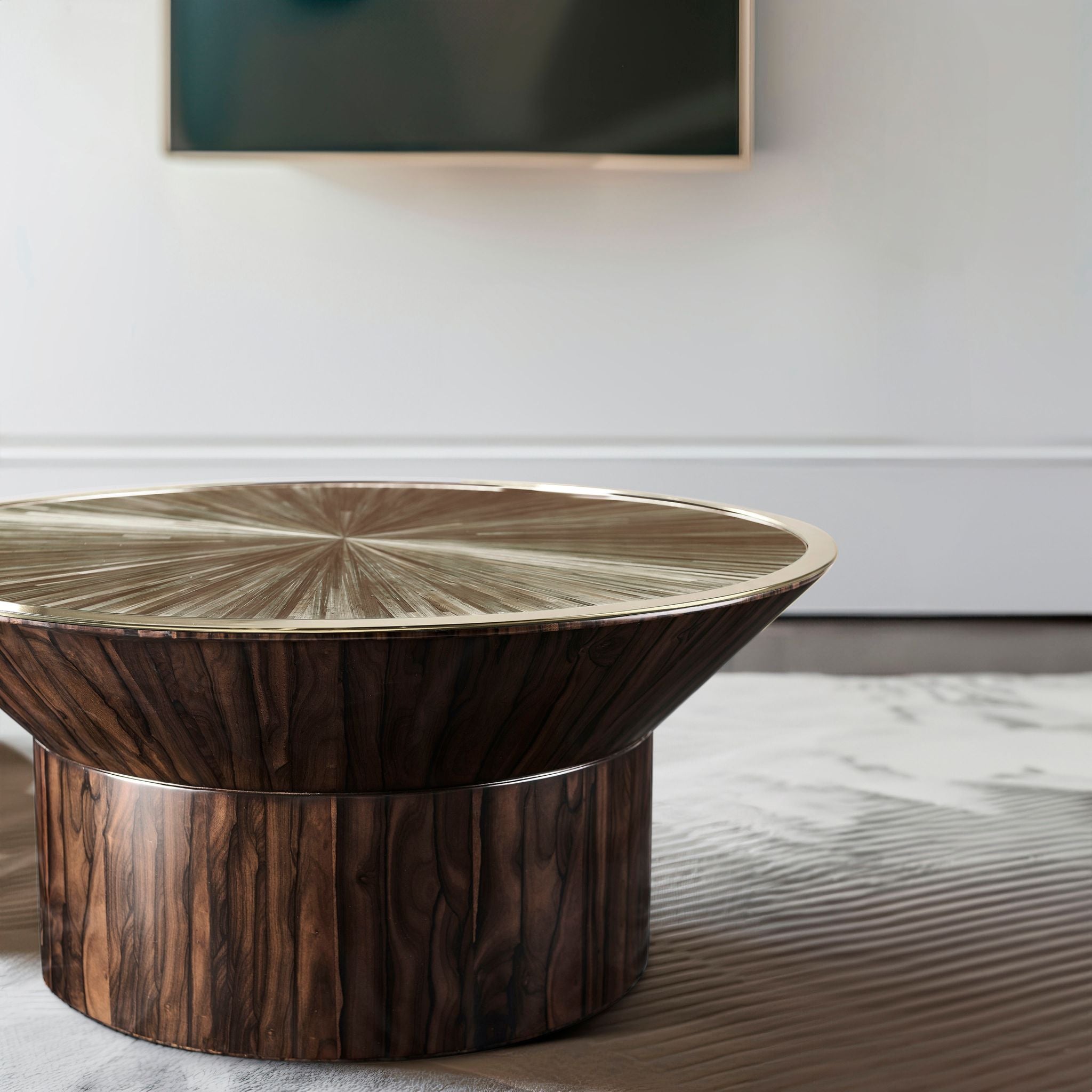 Jonathan Charles JC Modern Round Cocktail Table — Natural Straw