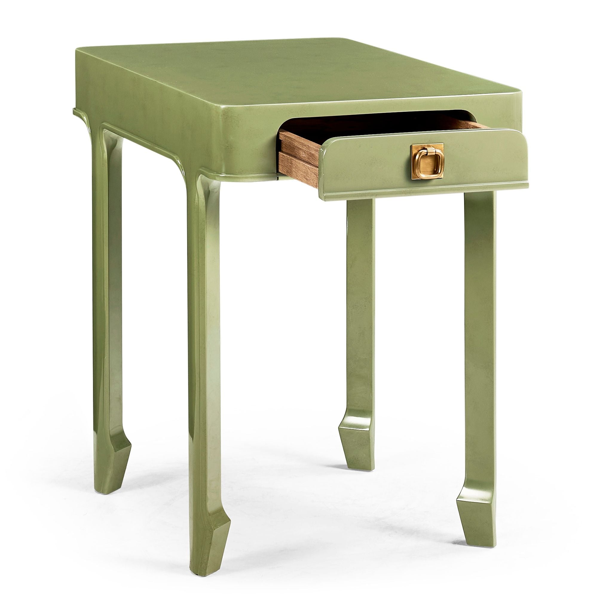 Jonathan Charles JC Modern Polly Rectangular End Table — Dor Green Lacquer