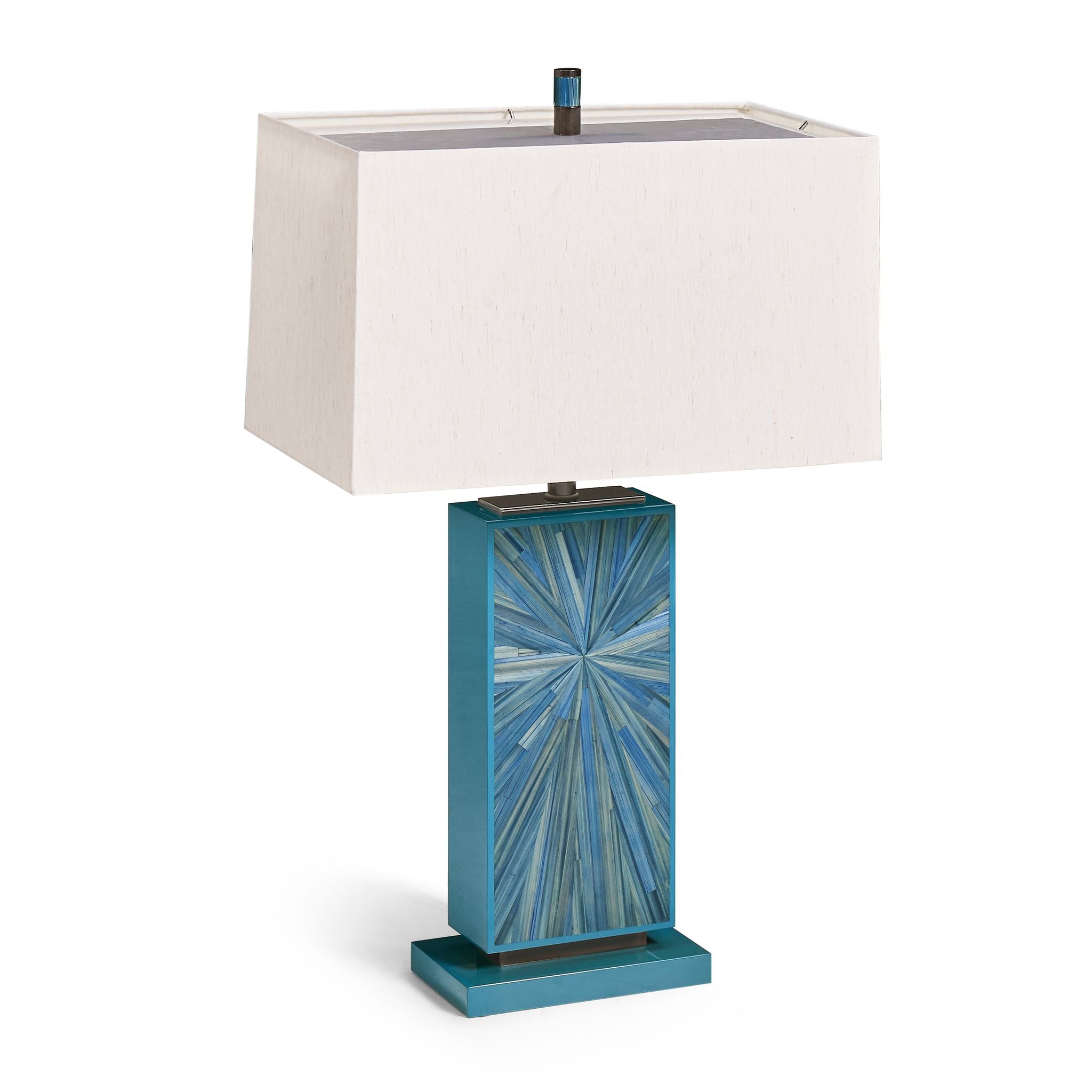 Jonathan Charles JC Modern Vertical Table Lamp — Azure Blue Straw