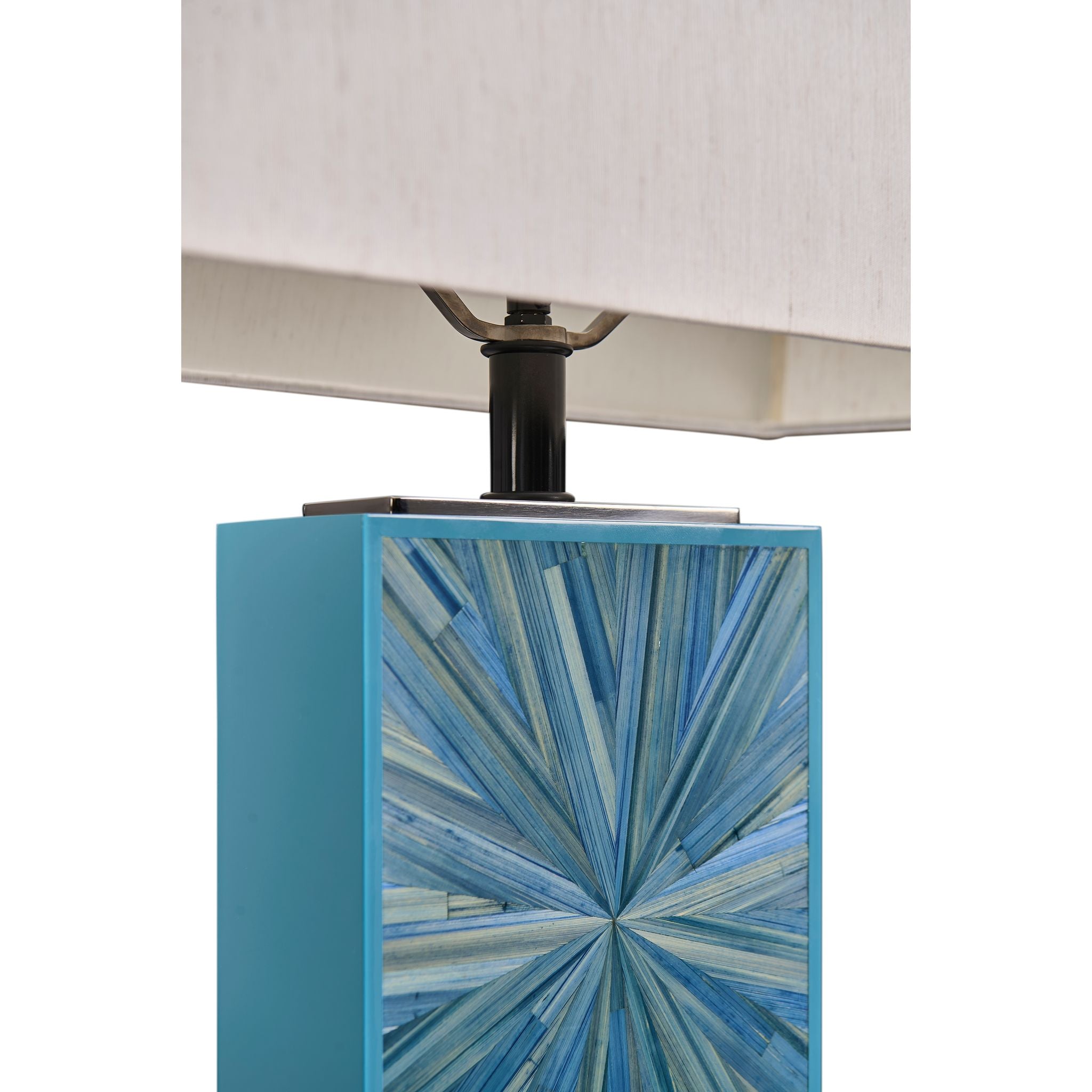 Jonathan Charles JC Modern Vertical Table Lamp — Azure Blue Straw