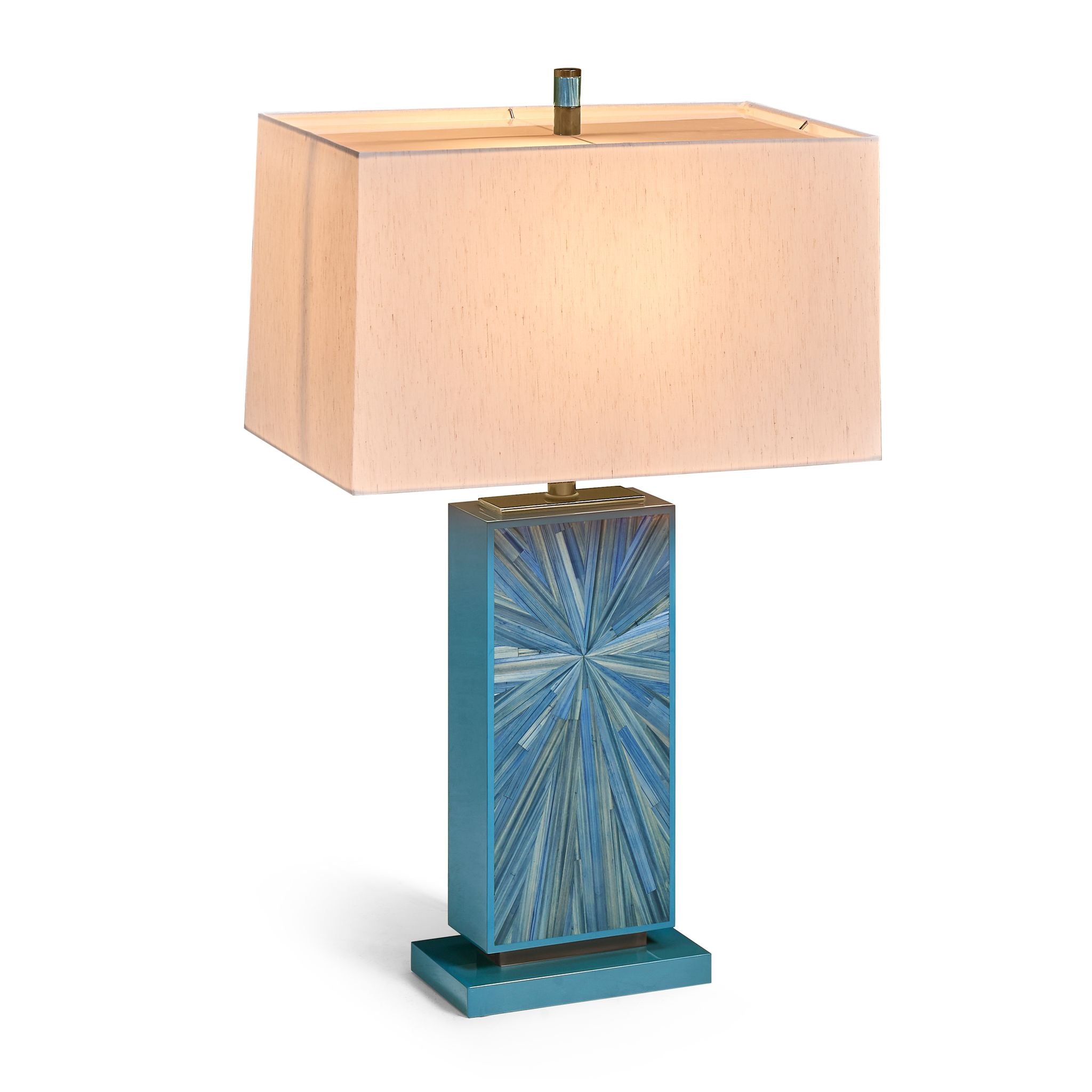 Jonathan Charles JC Modern Vertical Table Lamp — Azure Blue Straw