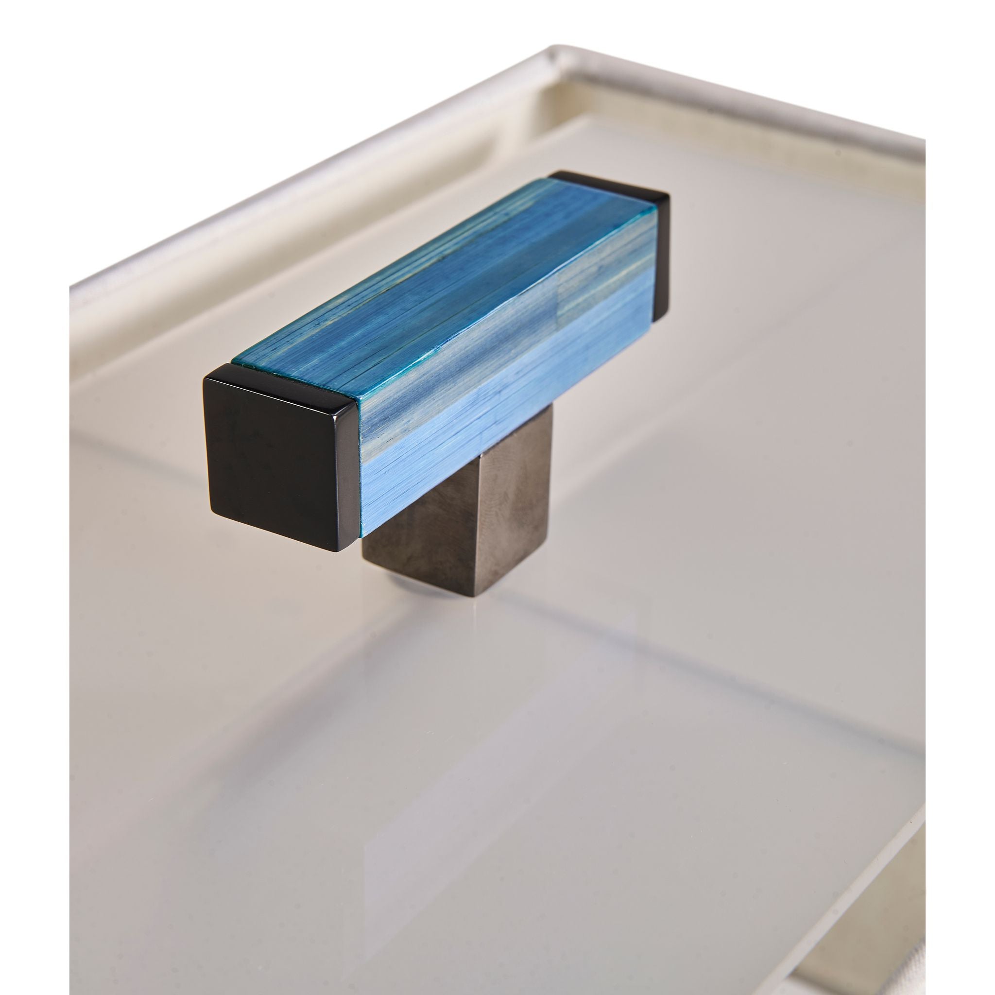 Jonathan Charles JC Modern Horizontal Table Lamp — Azure Blue Straw
